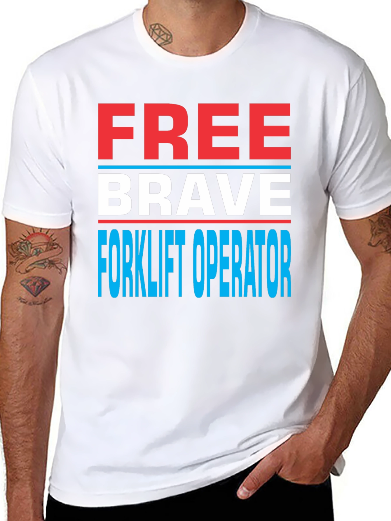 Black Free Brave Forklift Operator Graphic Tee view 8