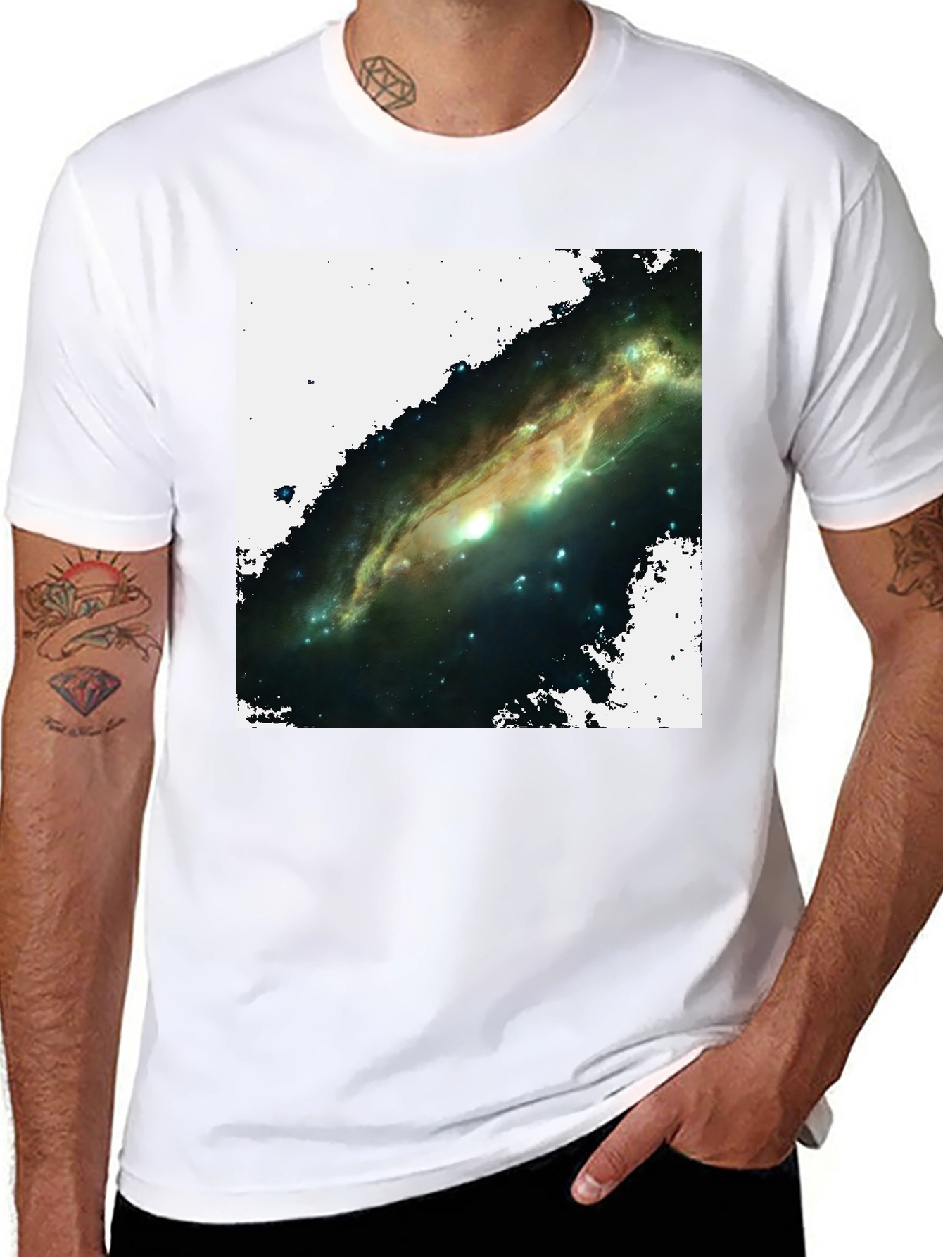 Black Galaxy Graphic T-Shirt - Black Cotton Blend view 8