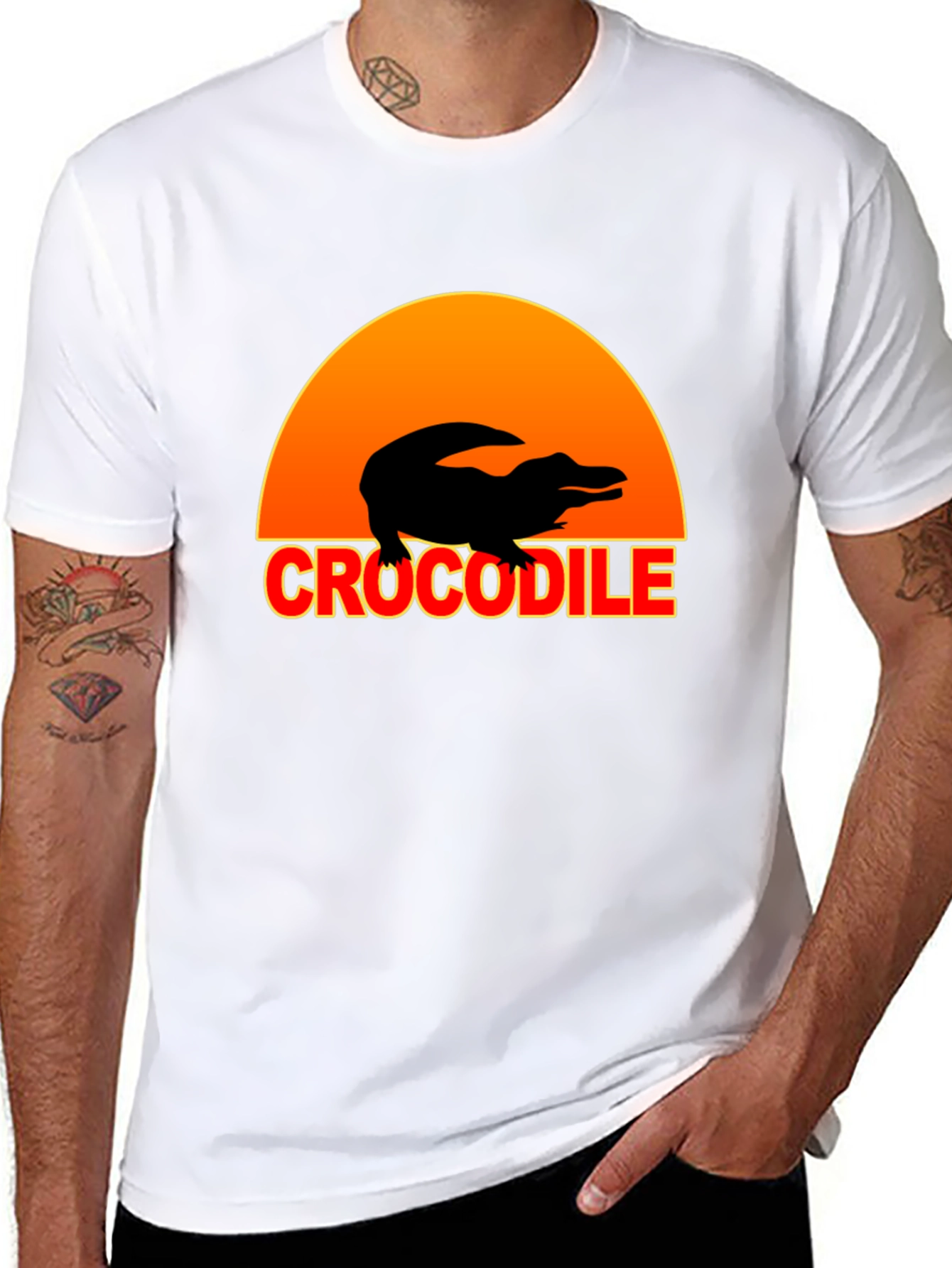 Black Crocodile Sunset Graphic Tee - Black view 8