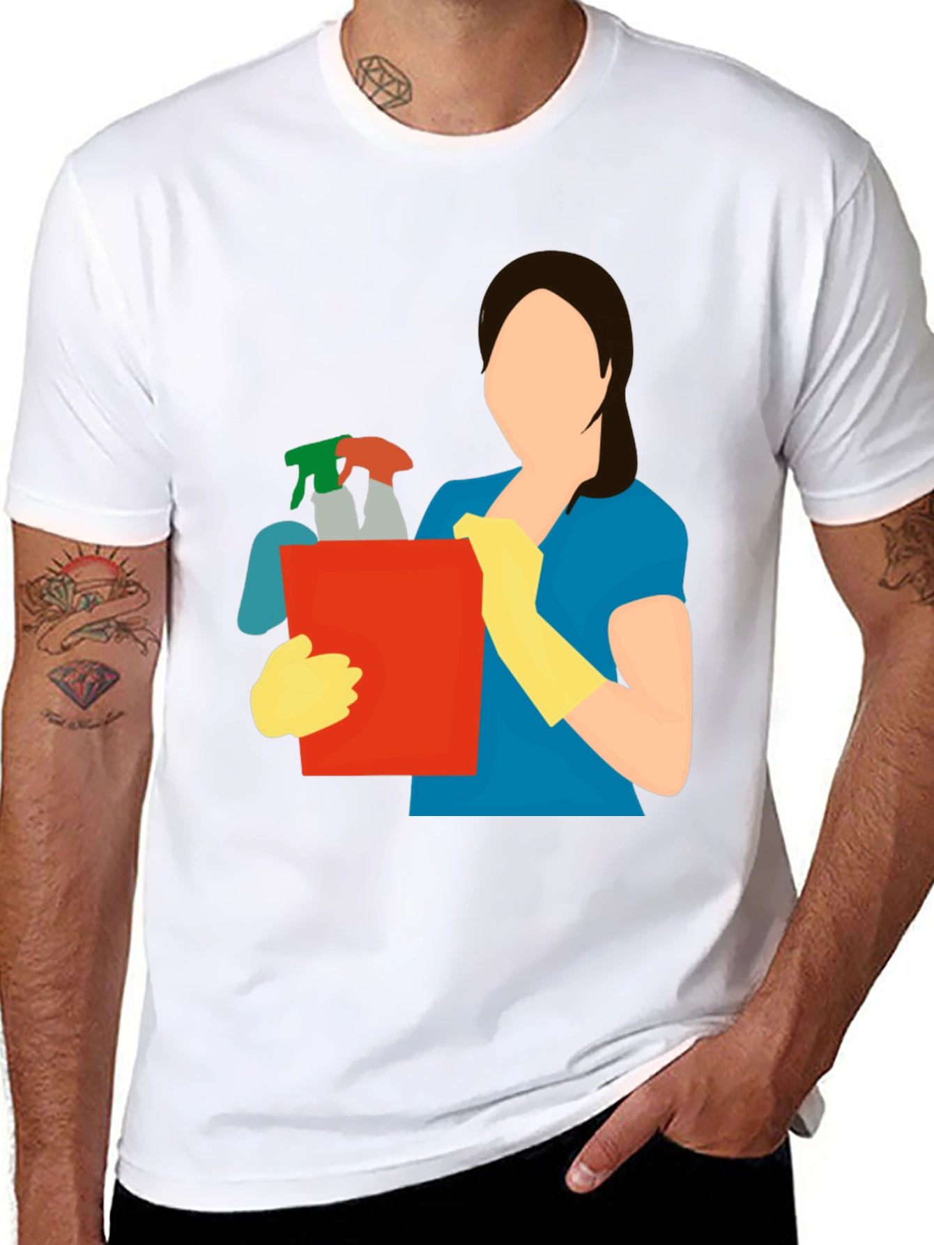 Black Cleaning Crew Graphic Tee - Black Cotton Blend view 8