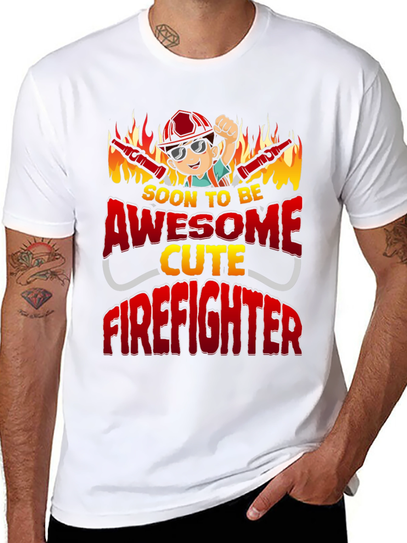 Black Awesome Cute Firefighter T-Shirt view 8