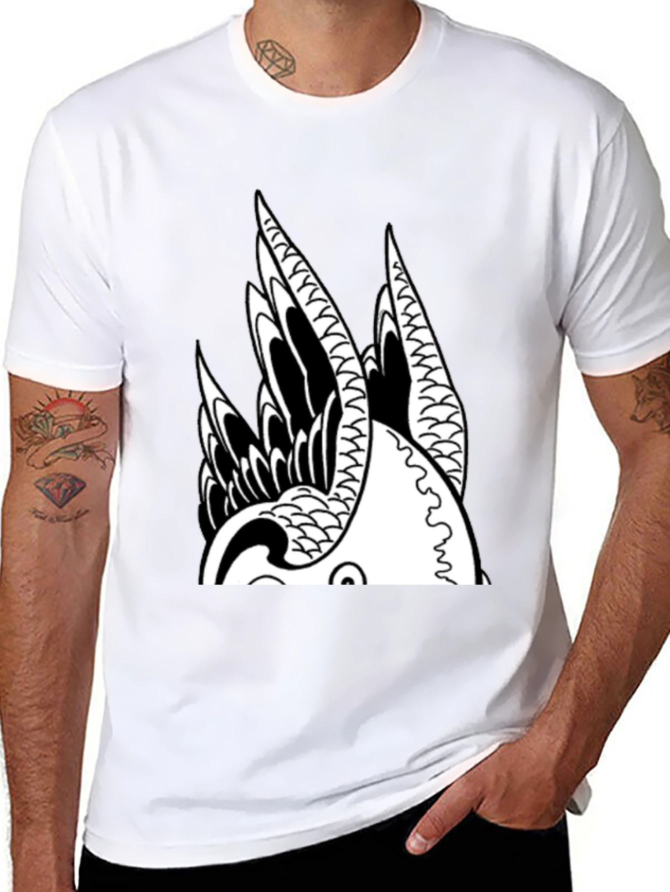 Black Koi Fish Graphic Print Tee view 8