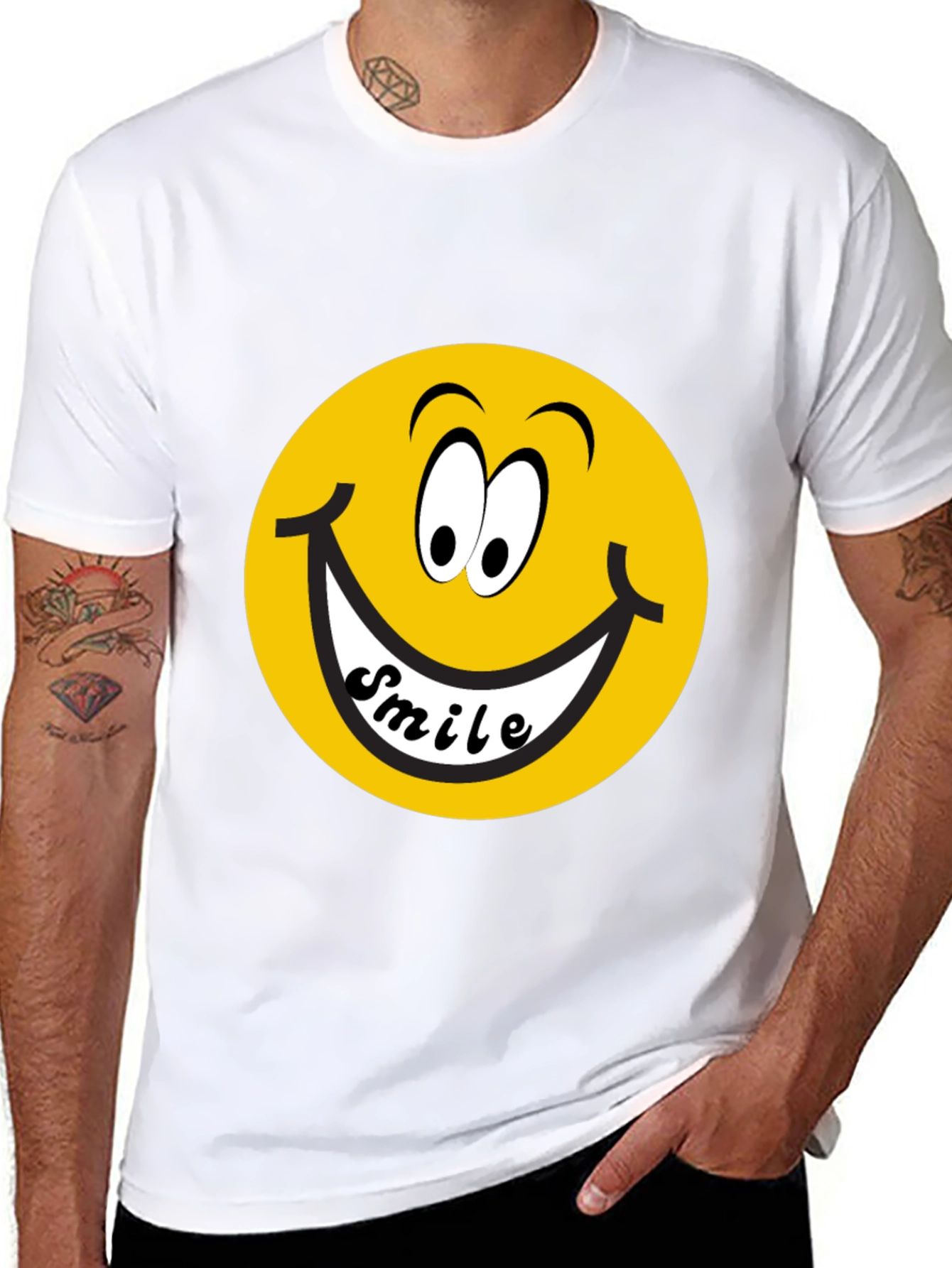 Black Smiley Face Graphic Black T-Shirt view 8
