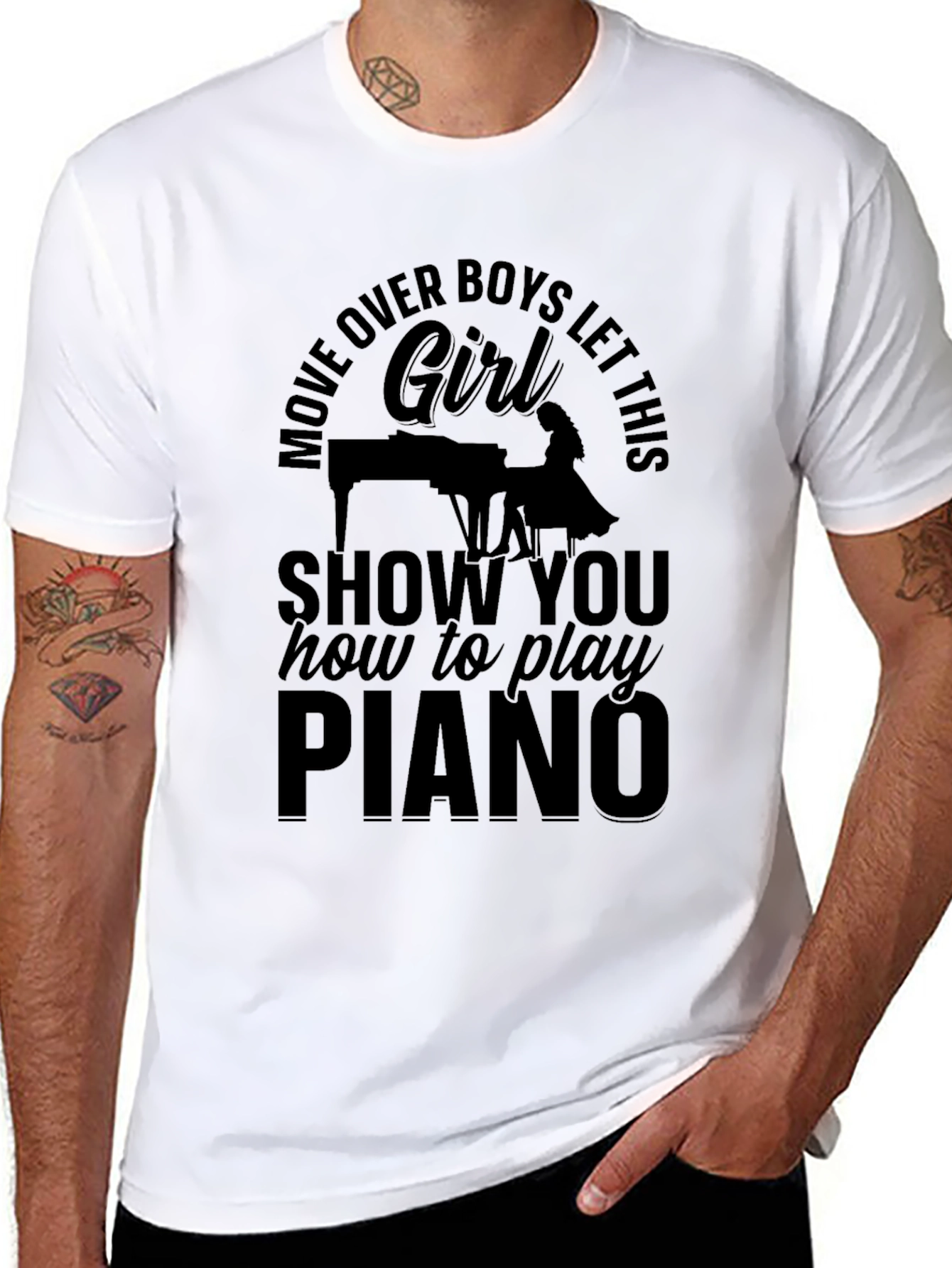 Black Move Over Boys Piano Girl T-Shirt view 8