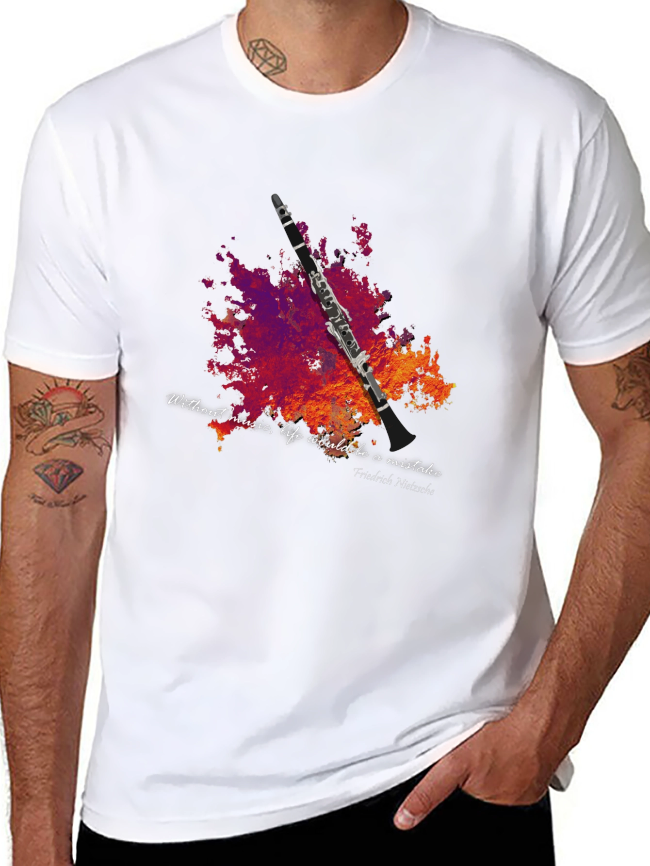 Black Music Lover T-Shirt - Clarinet Design view 8
