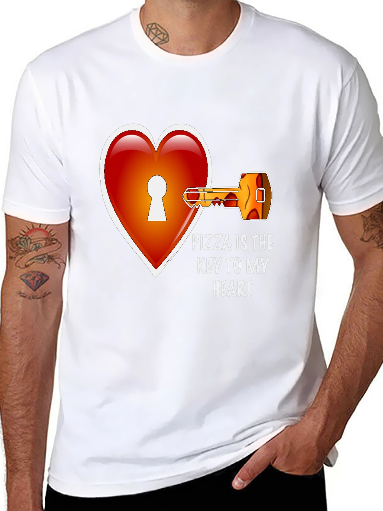 Black Pizza Key to My Heart Graphic Tee view 8