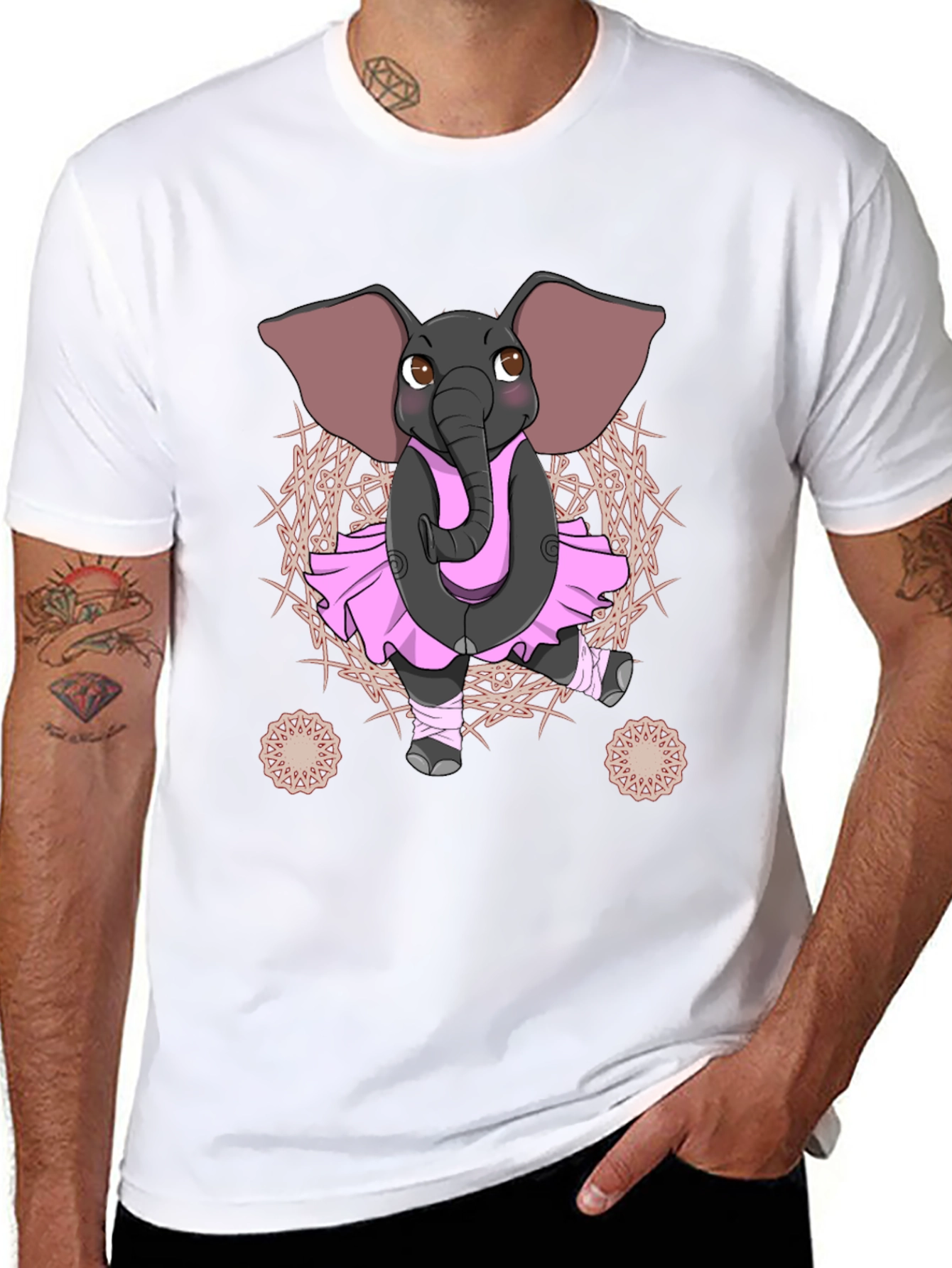 Black Elephant Ballerina T-Shirt - Men's Graphic Tee view 8