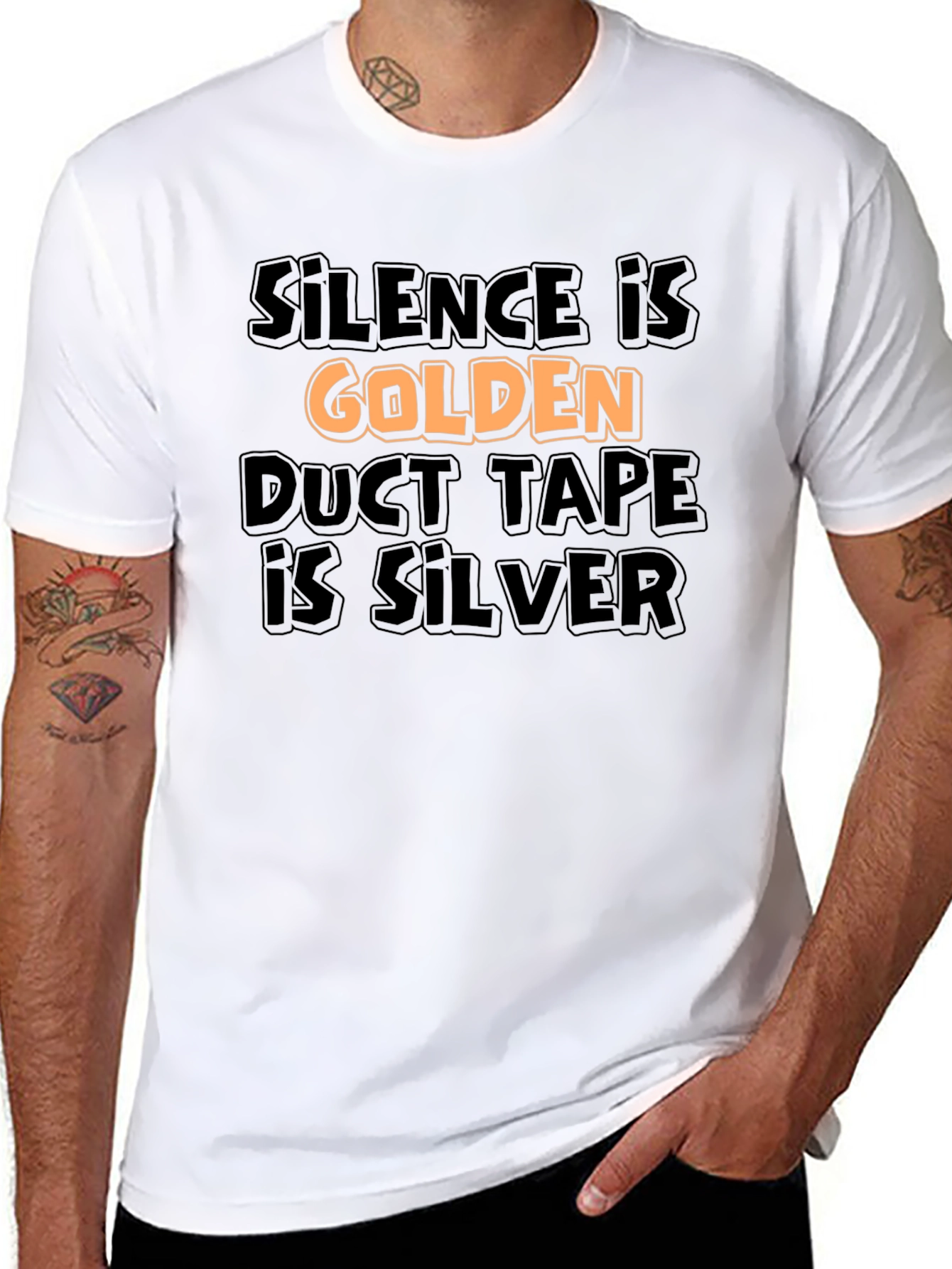 Black Silence is Golden Tee - Funny Sarcastic T-Shirt view 8