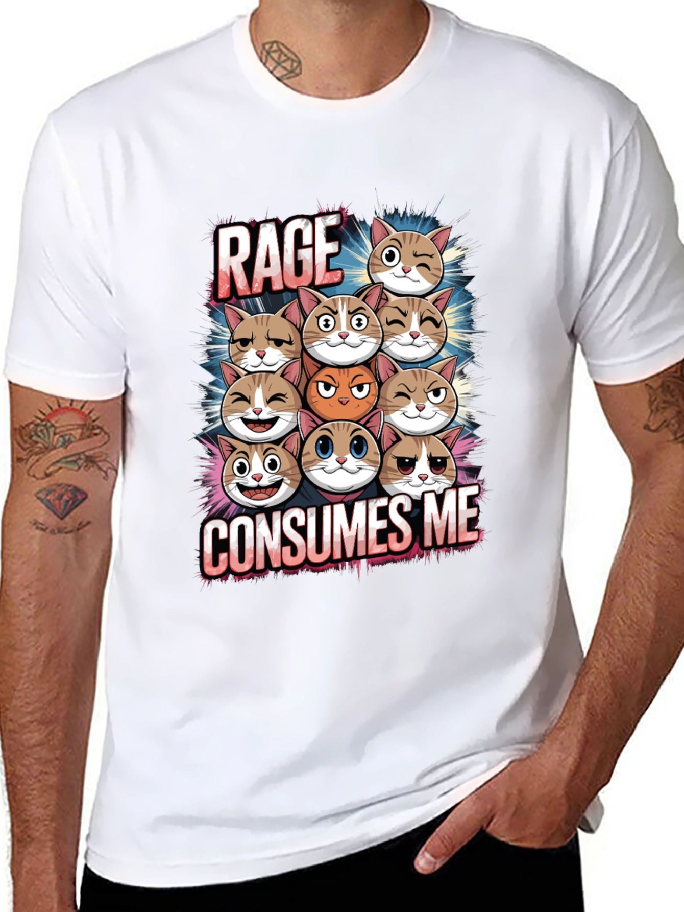 Black Rage Consumes Me Cats Graphic T-Shirt view 8