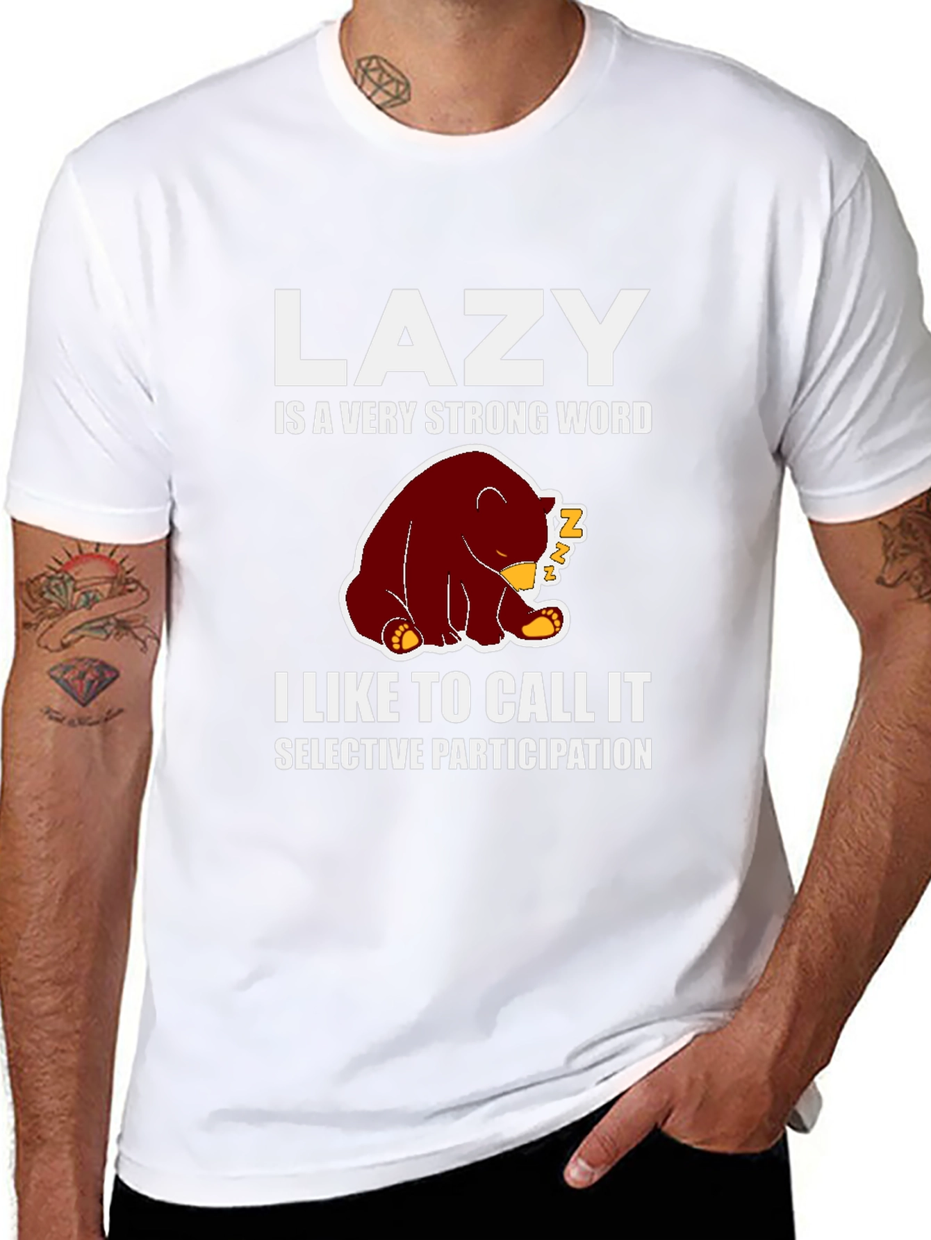 Black Lazy Bear Graphic Tee - Funny & Comfortable view 8