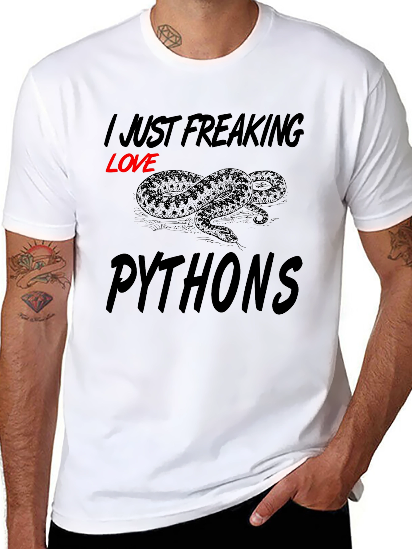 Black I Just Freaking Love Pythons Graphic Tee view 8