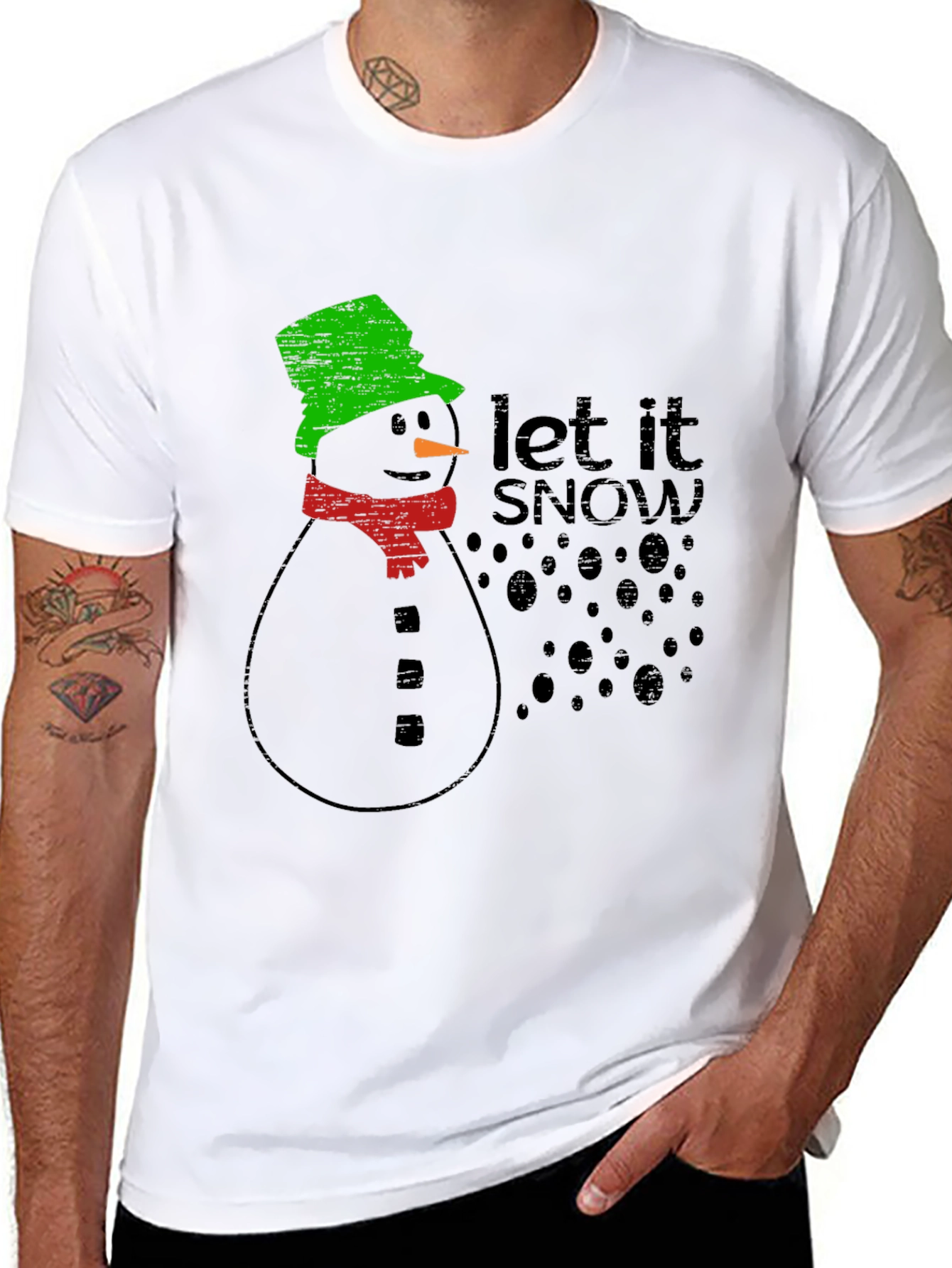 Black Let It Snow T-Shirt - Festive Holiday Apparel view 8
