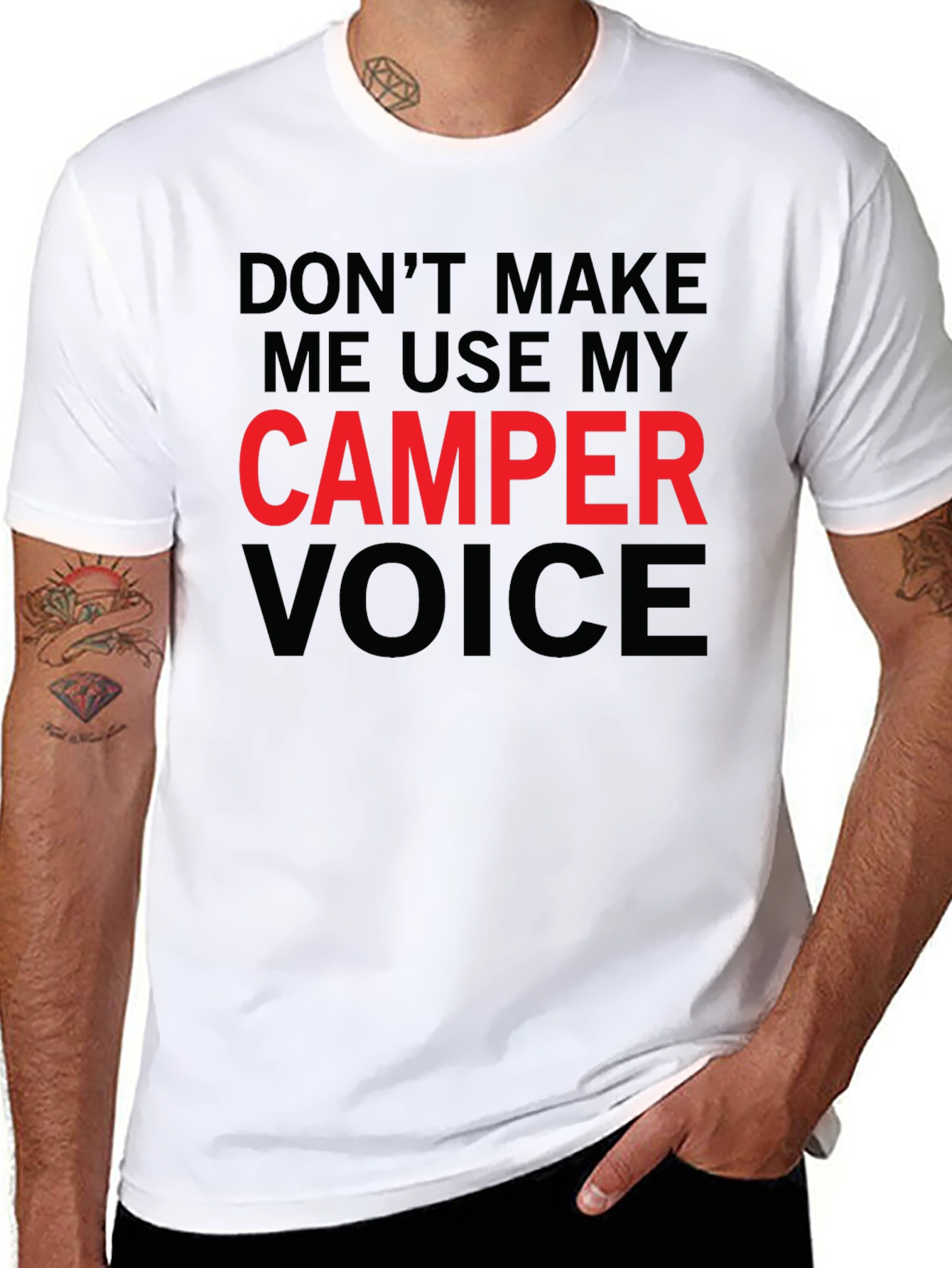 Black Camper Voice T-Shirt - Funny Camping Tee view 8
