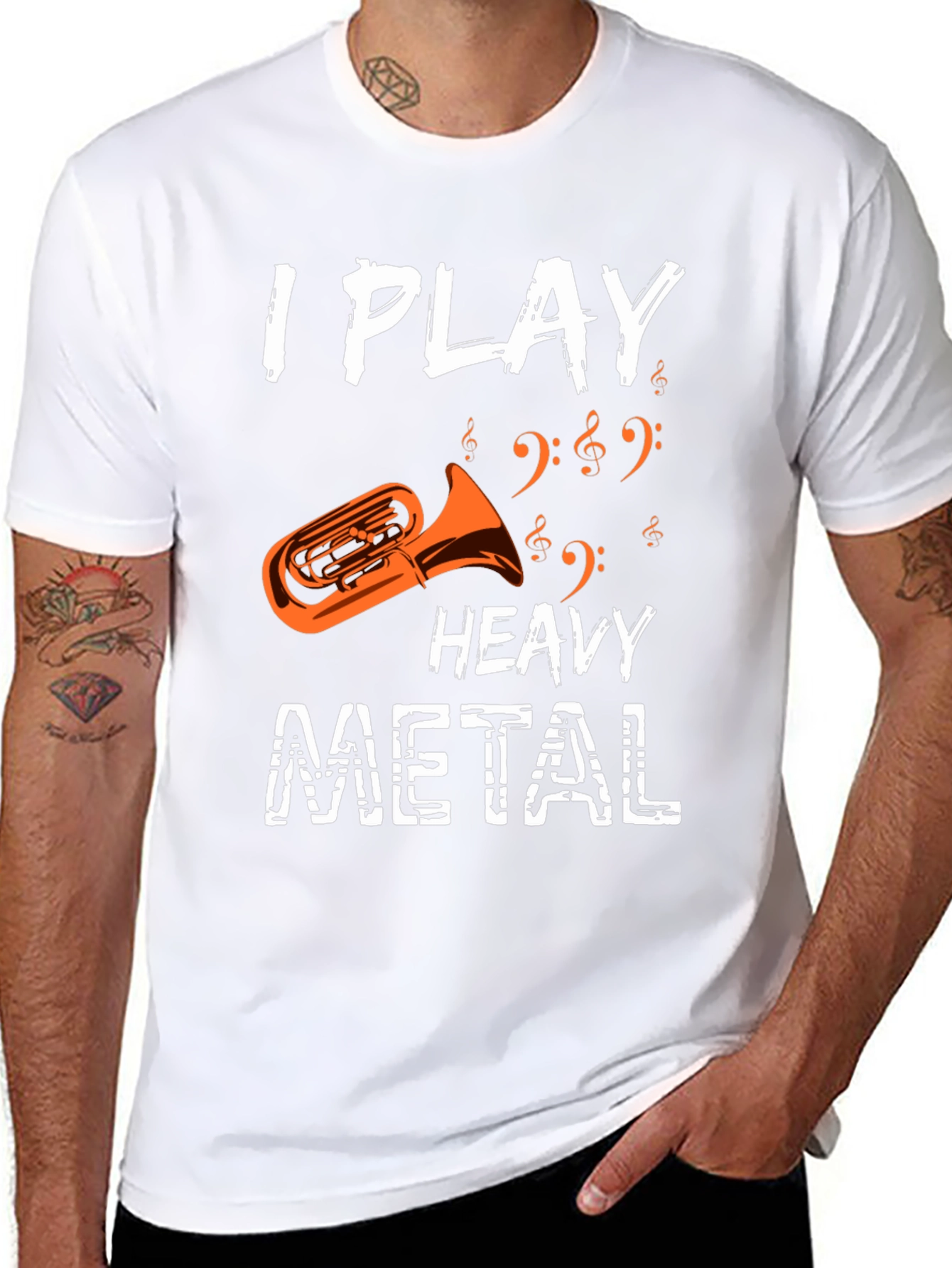 Black I Play Heavy Metal Tuba Funny Music Shirt view 8