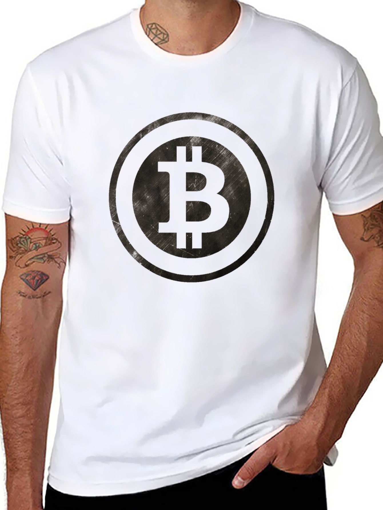 Black Bitcoin Logo Graphic T-Shirt view 8