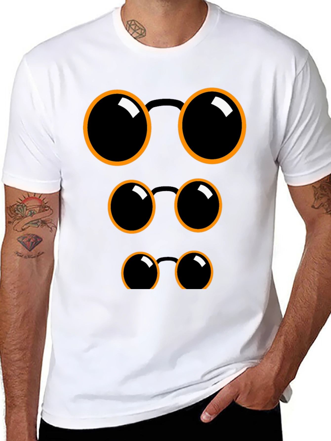 Black Funny Eyeglasses Graphic Black T-Shirt view 8