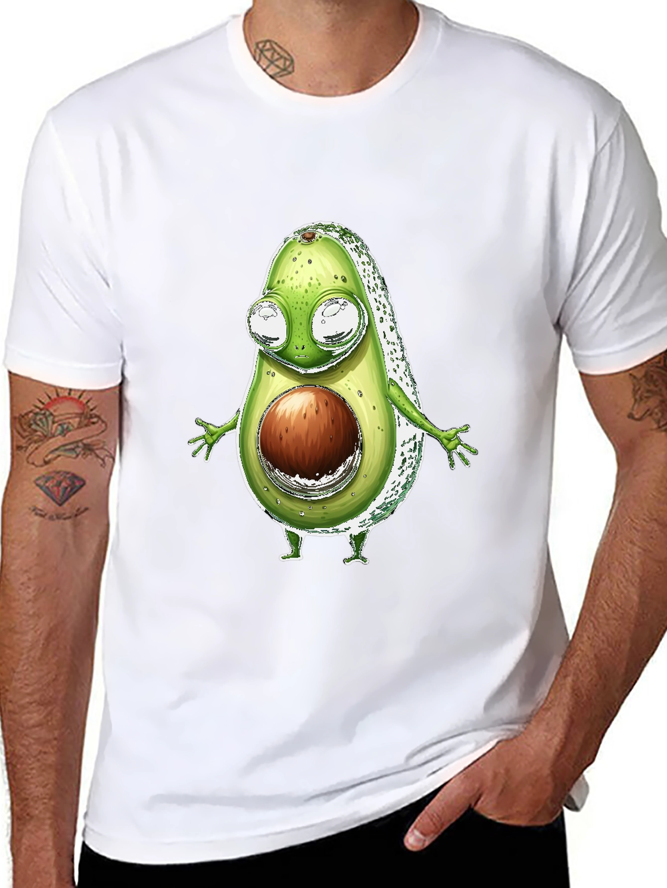 Black Funny Avocado Character T-Shirt - Black view 8