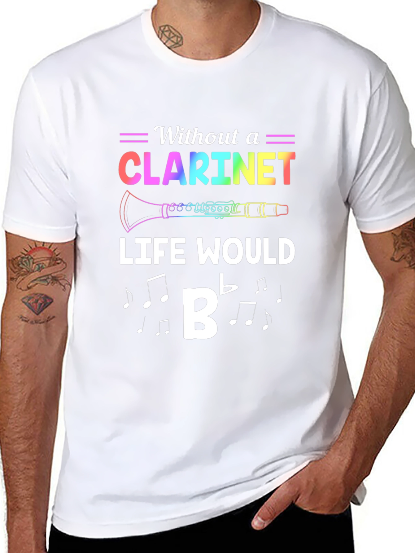 Black Clarineet T-Shirt: Without a Clarinet Life Would B Flat view 8