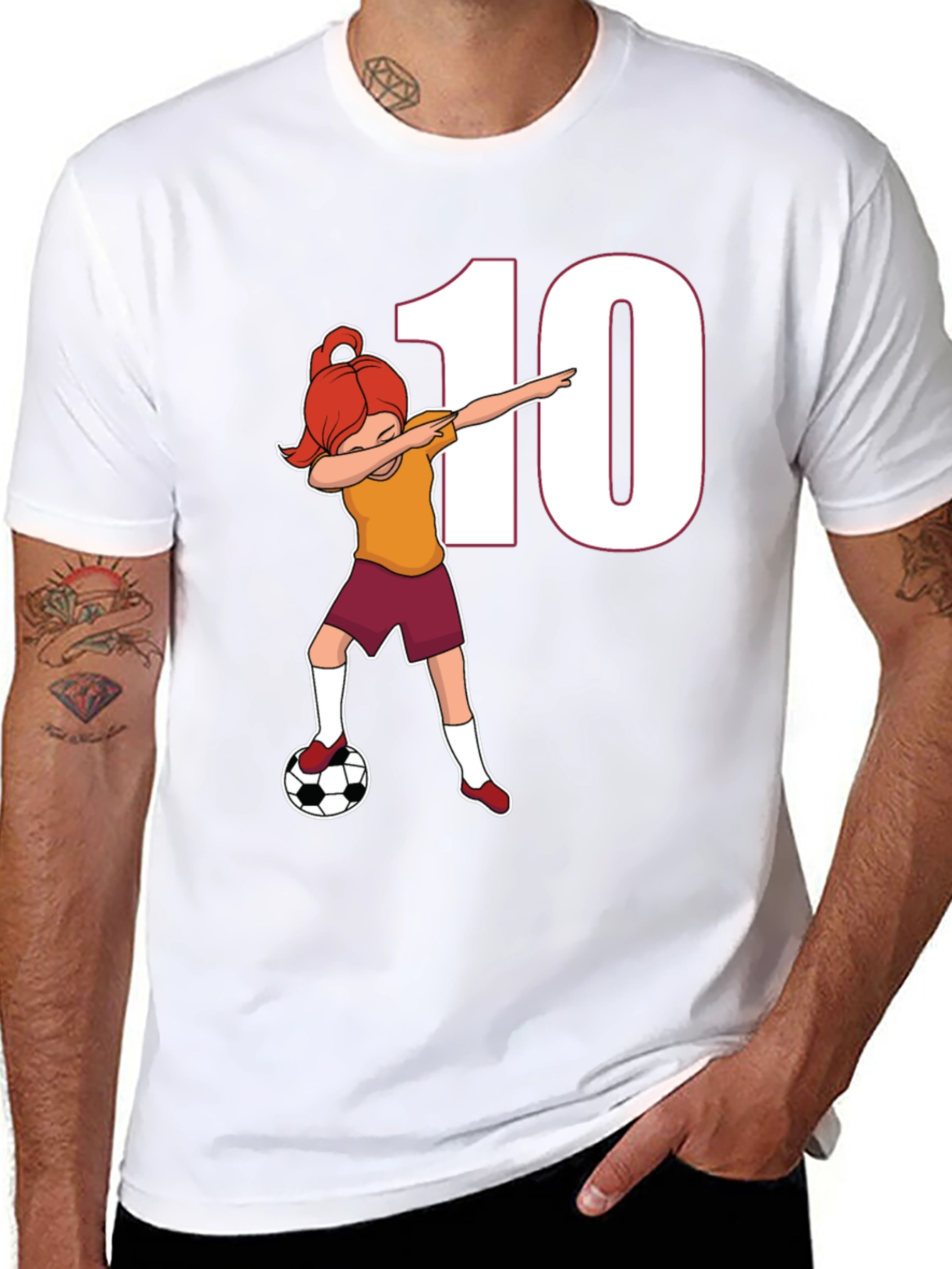 Black Soccer Girl Dab T-Shirt - Number 10 Fan! view 8