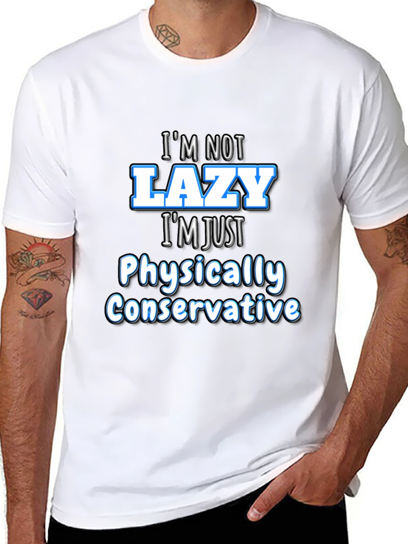 Black Funny Sarcastic "I'm Not Lazy" Graphic Tee view 8
