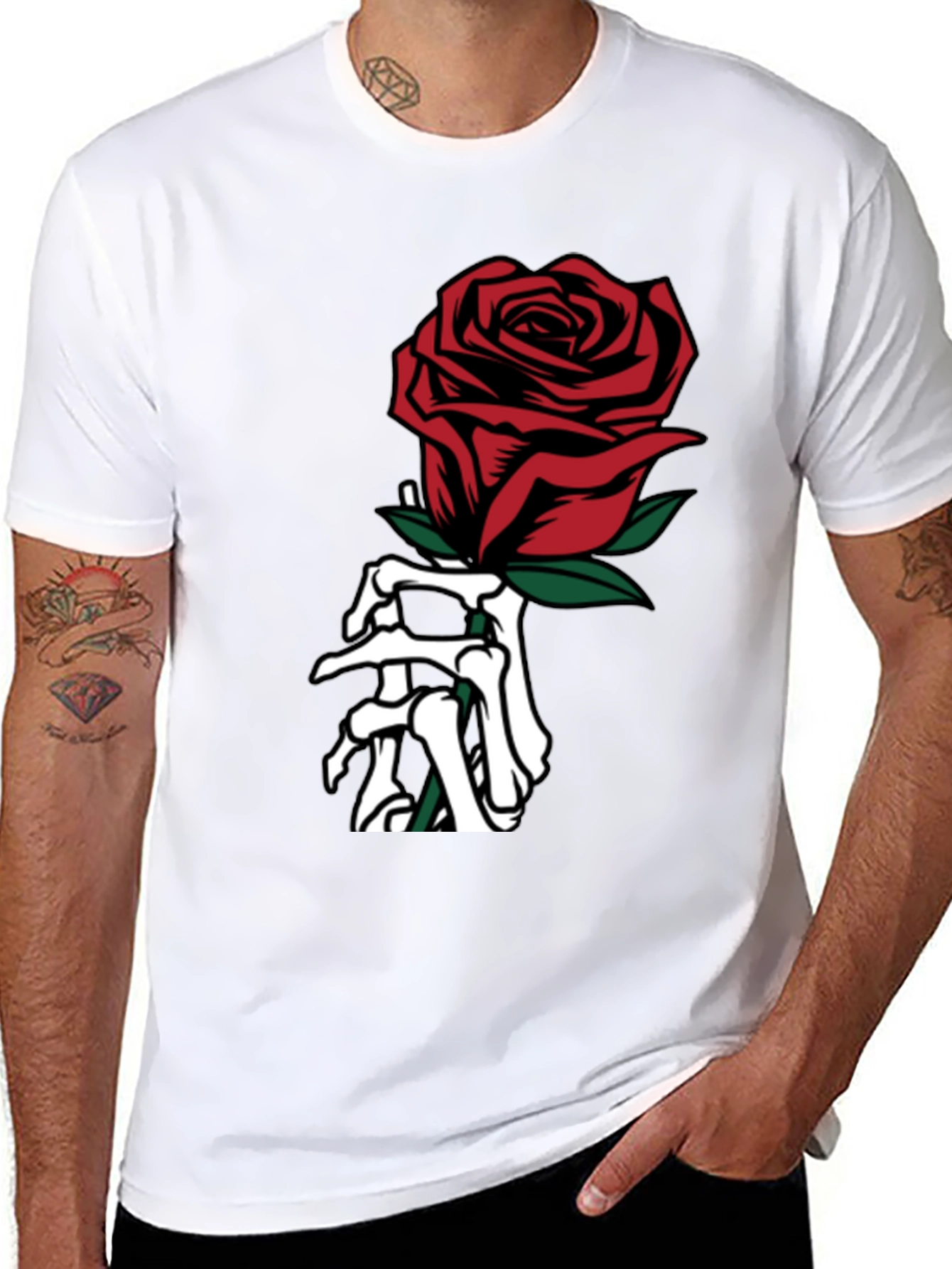 Black Rose & Bones Graphic Tee - Gothic Style view 8