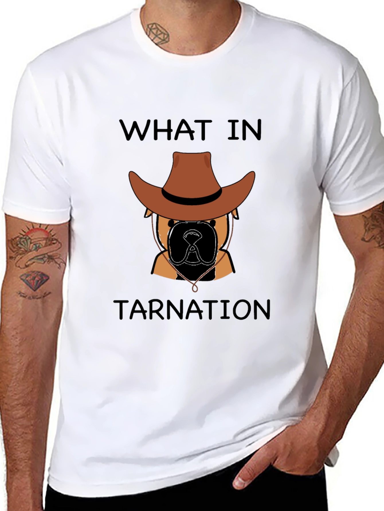 Black What In Tarnation Dog Cowboy T-Shirt view 8
