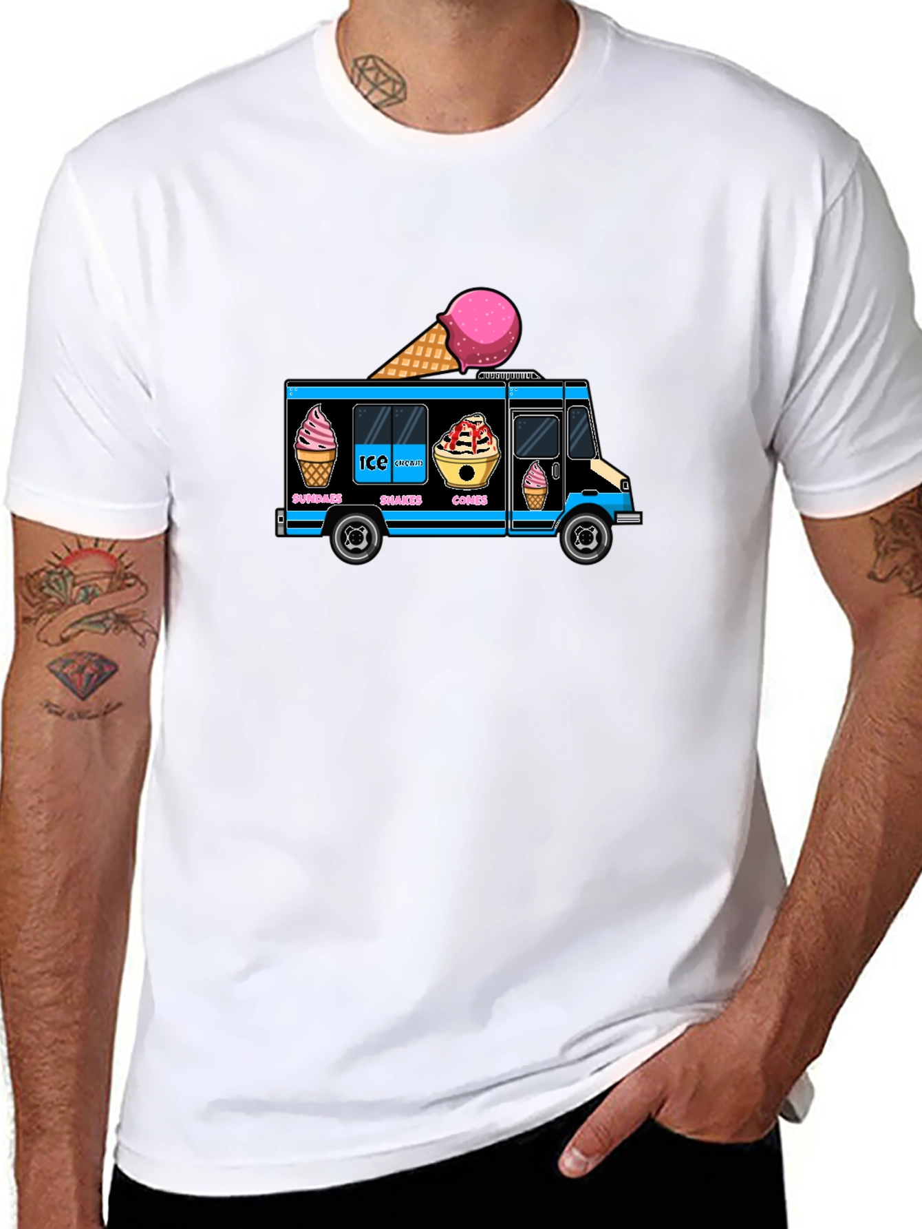 Black Ice Cream Truck Graphic Tee view 8