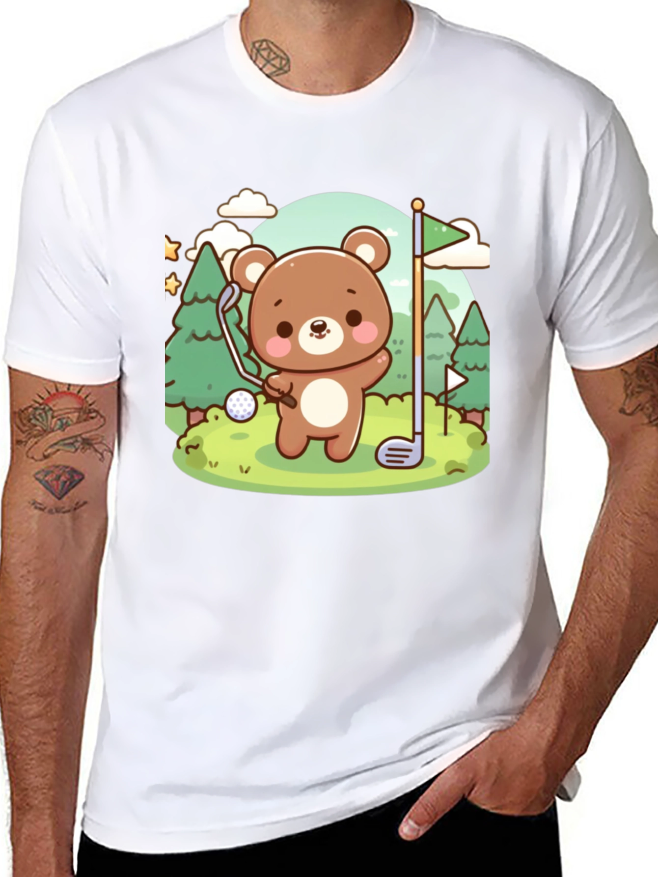 Black Golfing Bear Graphic Tee - Cute & Comfy view 8