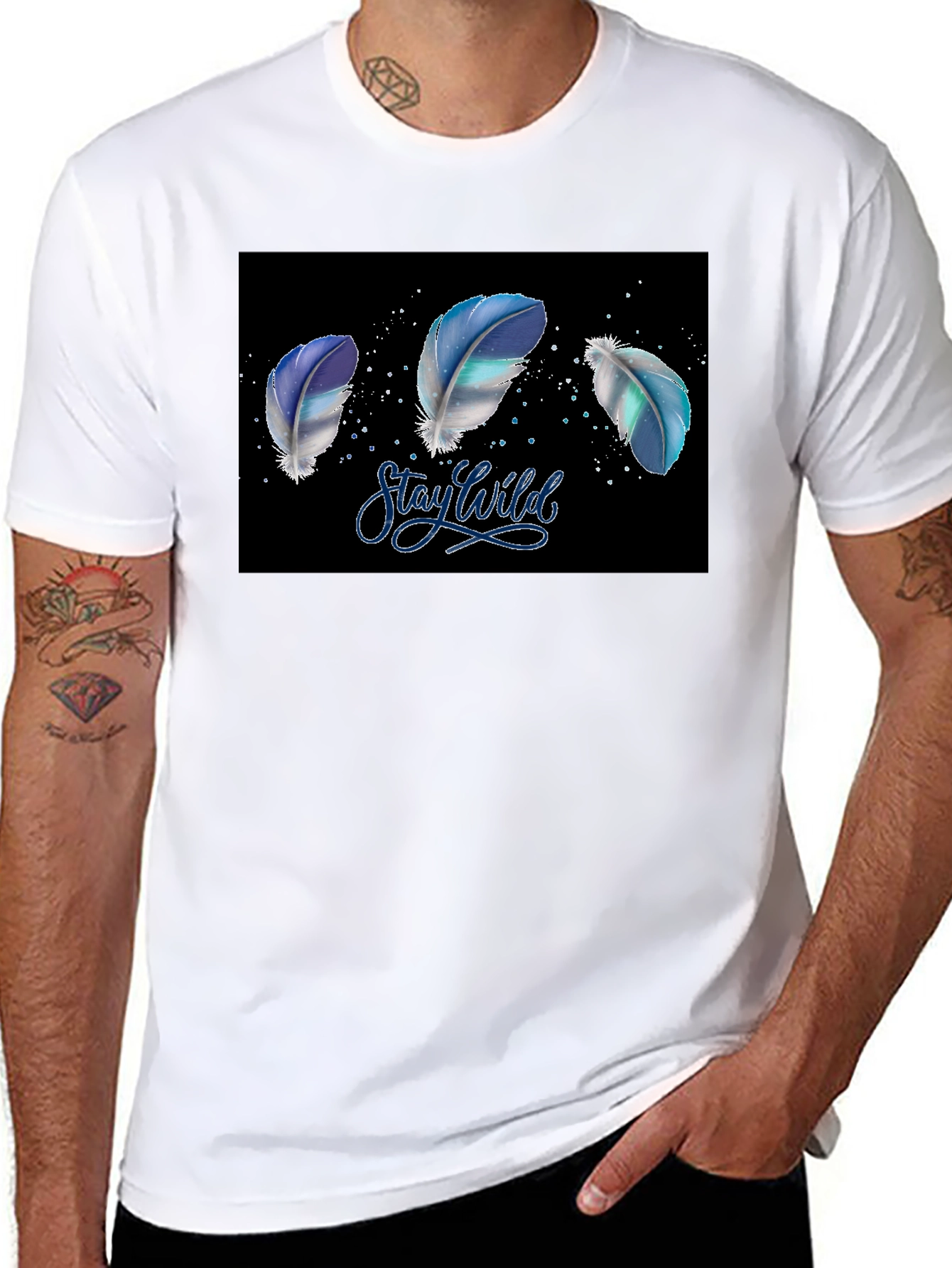 Black Stay Wild Feather T-Shirt - Black view 8