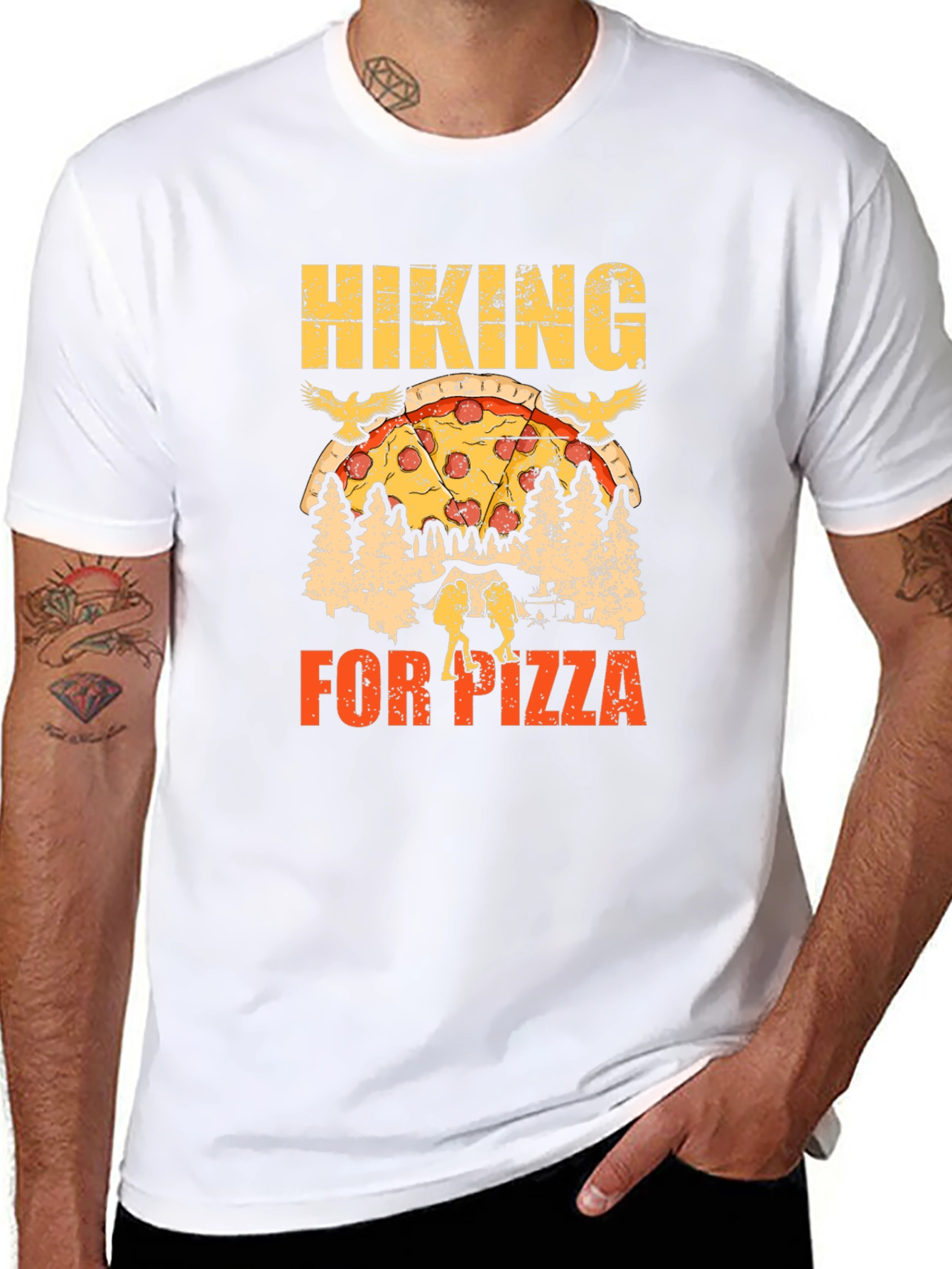 Black Hiking for Pizza Graphic Tee - Unisex view 8