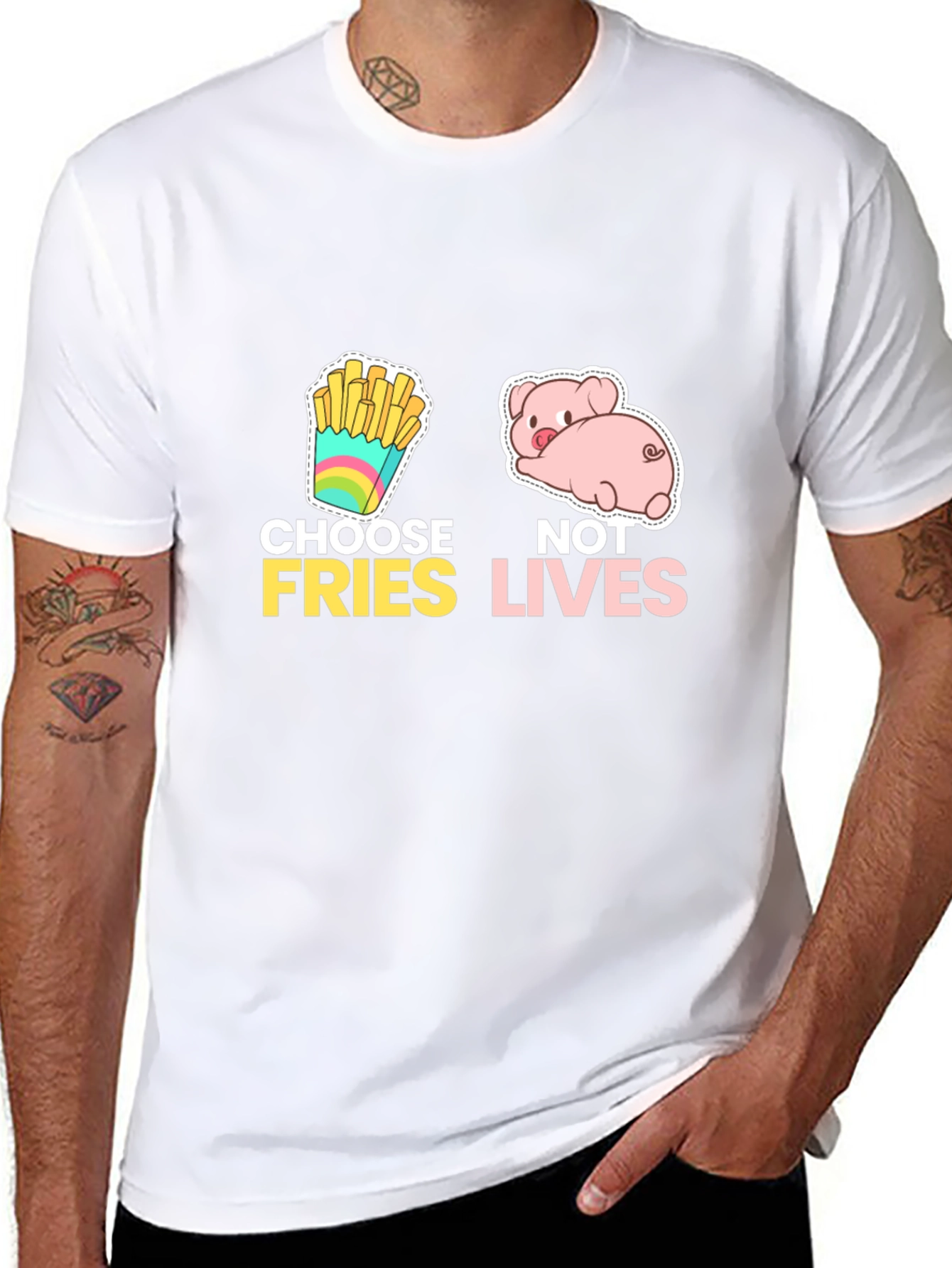 Black Choose Fries Not Lives Black Graphic Tee view 8