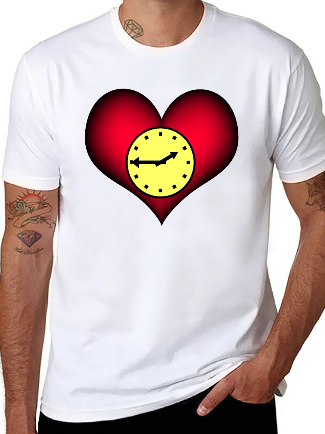 Black Heart Clock Graphic T-Shirt - Stylish & Unique Design view 8
