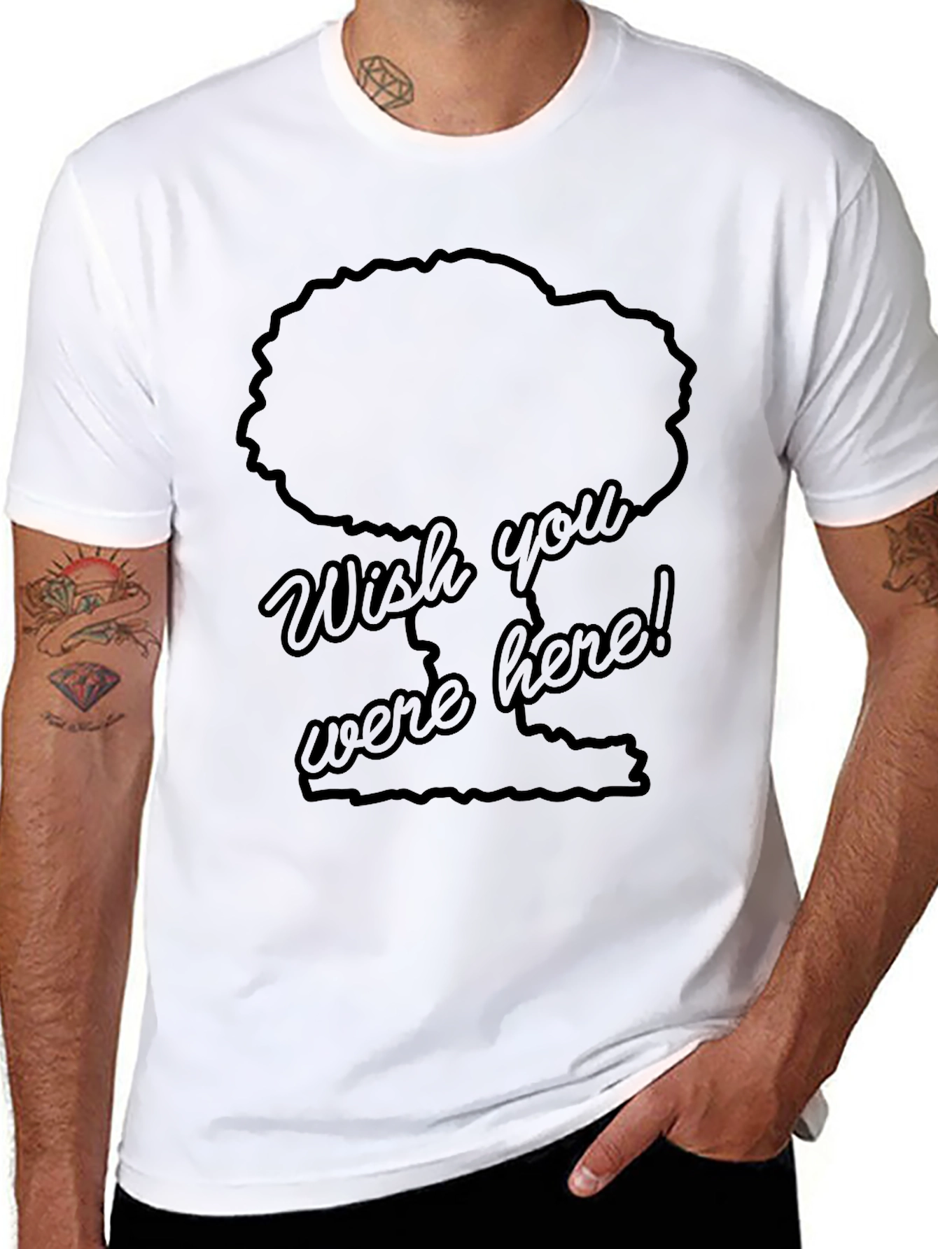 Black Wish You Were Here Graphic Tee view 8