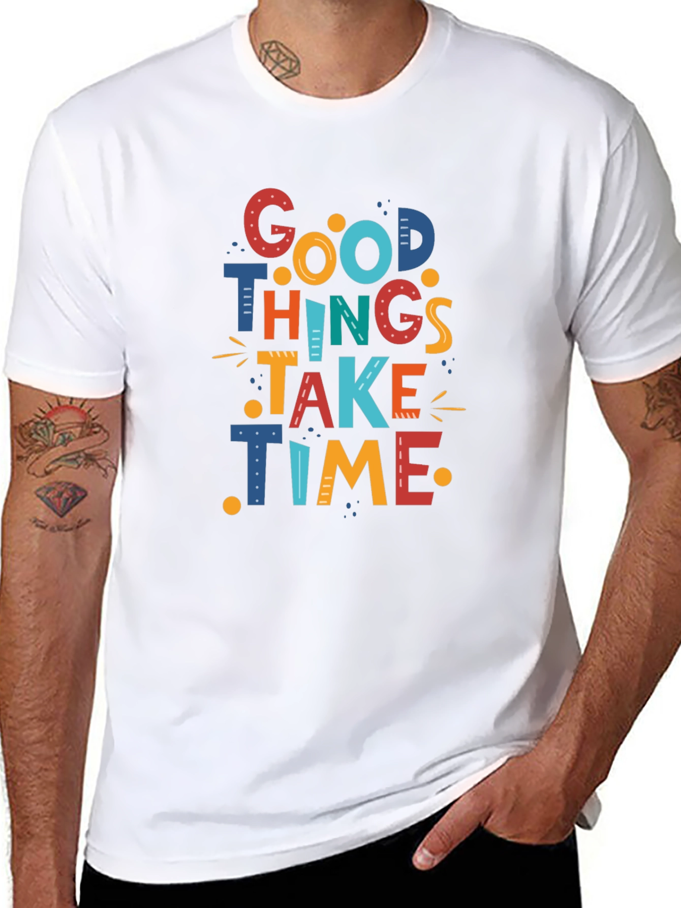 Black Good Things Take Time Graphic Tee - Black view 8