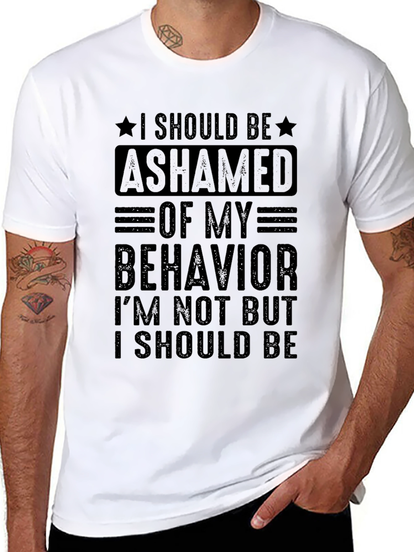 Black Ashamed of My Behavior T-Shirt - Bold Statement Tee view 8