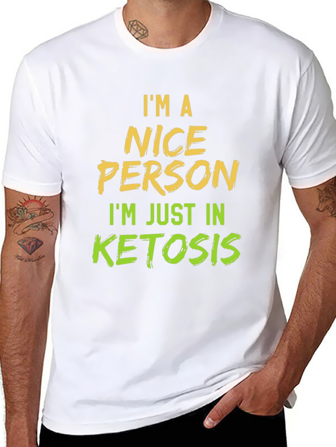 Black I'm a Nice Person in Ketosis Graphic T-Shirt view 8