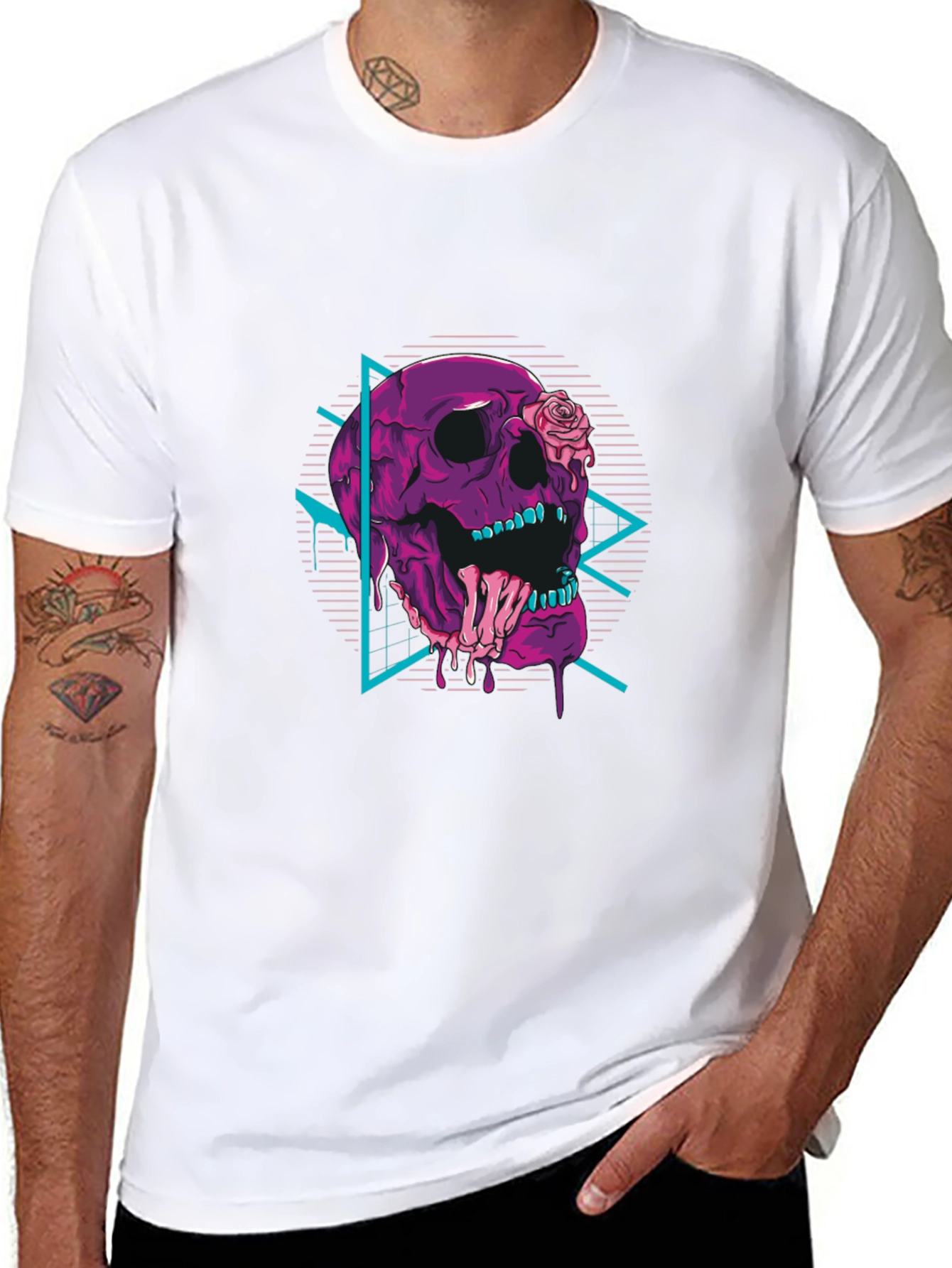 Black Skull & Rose Graphic Tee - Retro Vibes view 8