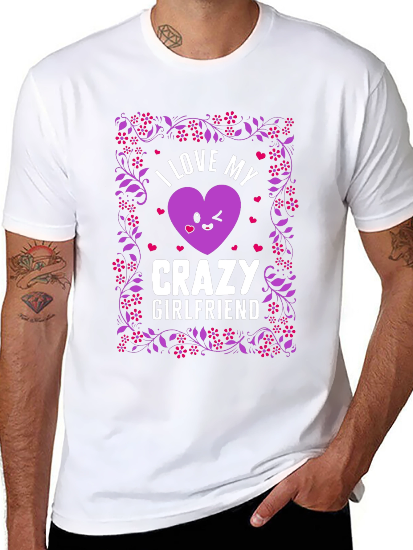 Black I Love My Crazy Girlfriend Graphic T-Shirt view 8