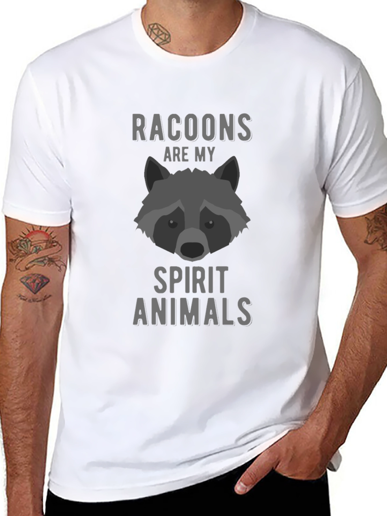 Black Raccoon Spirit Animal Graphic T-Shirt view 8