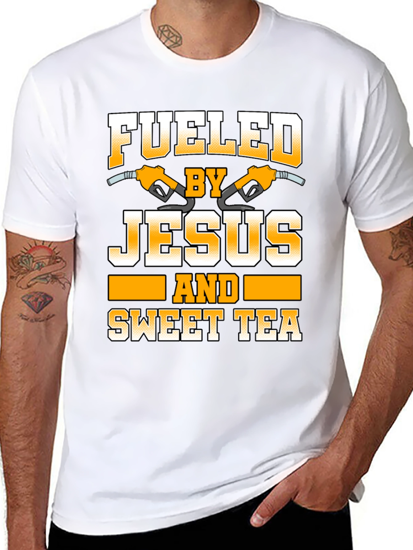 Black Fueled by Jesus and Sweet Tea Graphic Tee view 8