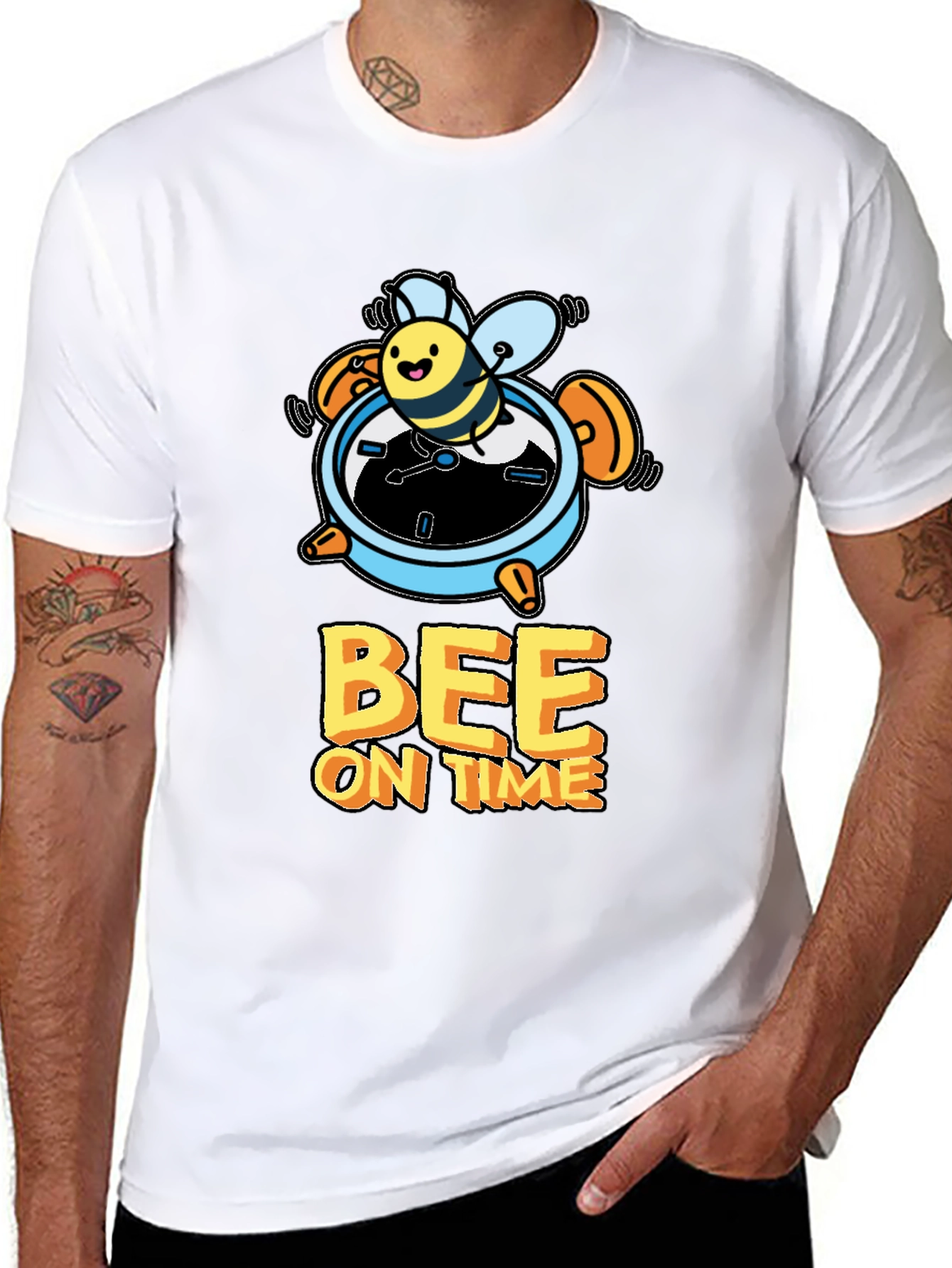 Black Bee On Time Black Graphic T-Shirt view 8