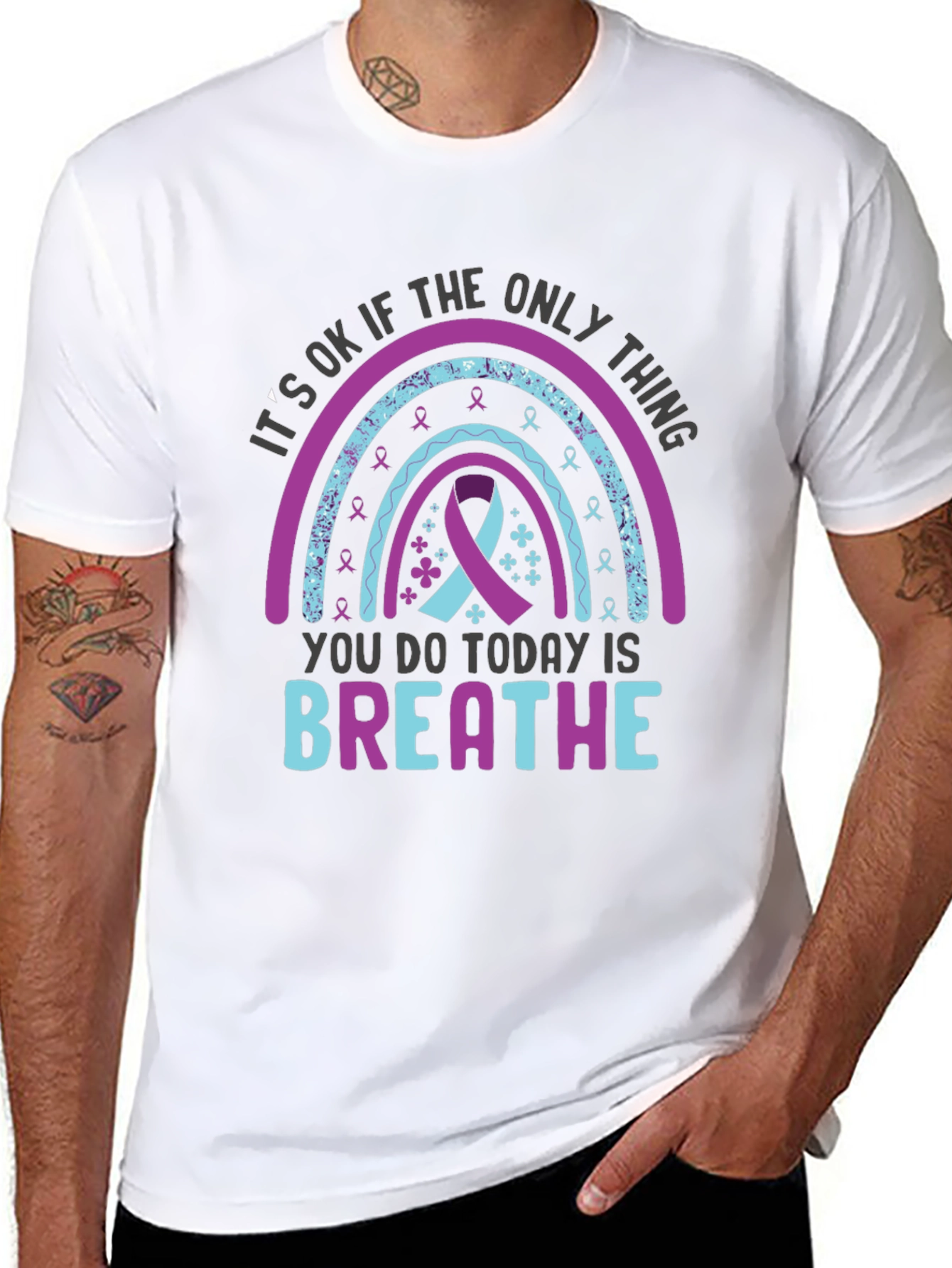 Black It's OK Breathe Graphic Tee view 8