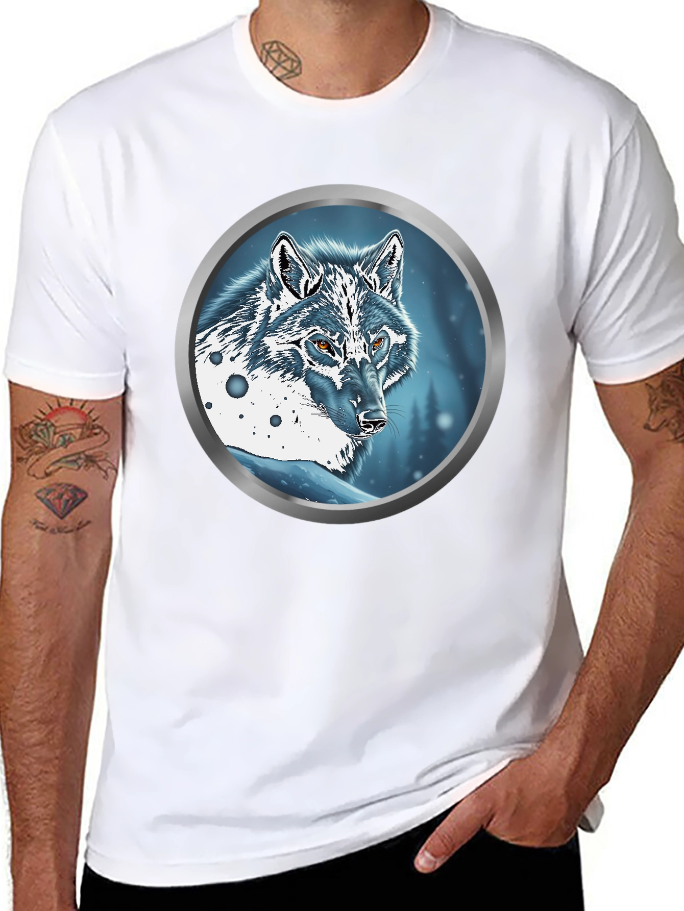 Black Wolf Portrait Graphic Tee - Sleek Black view 8