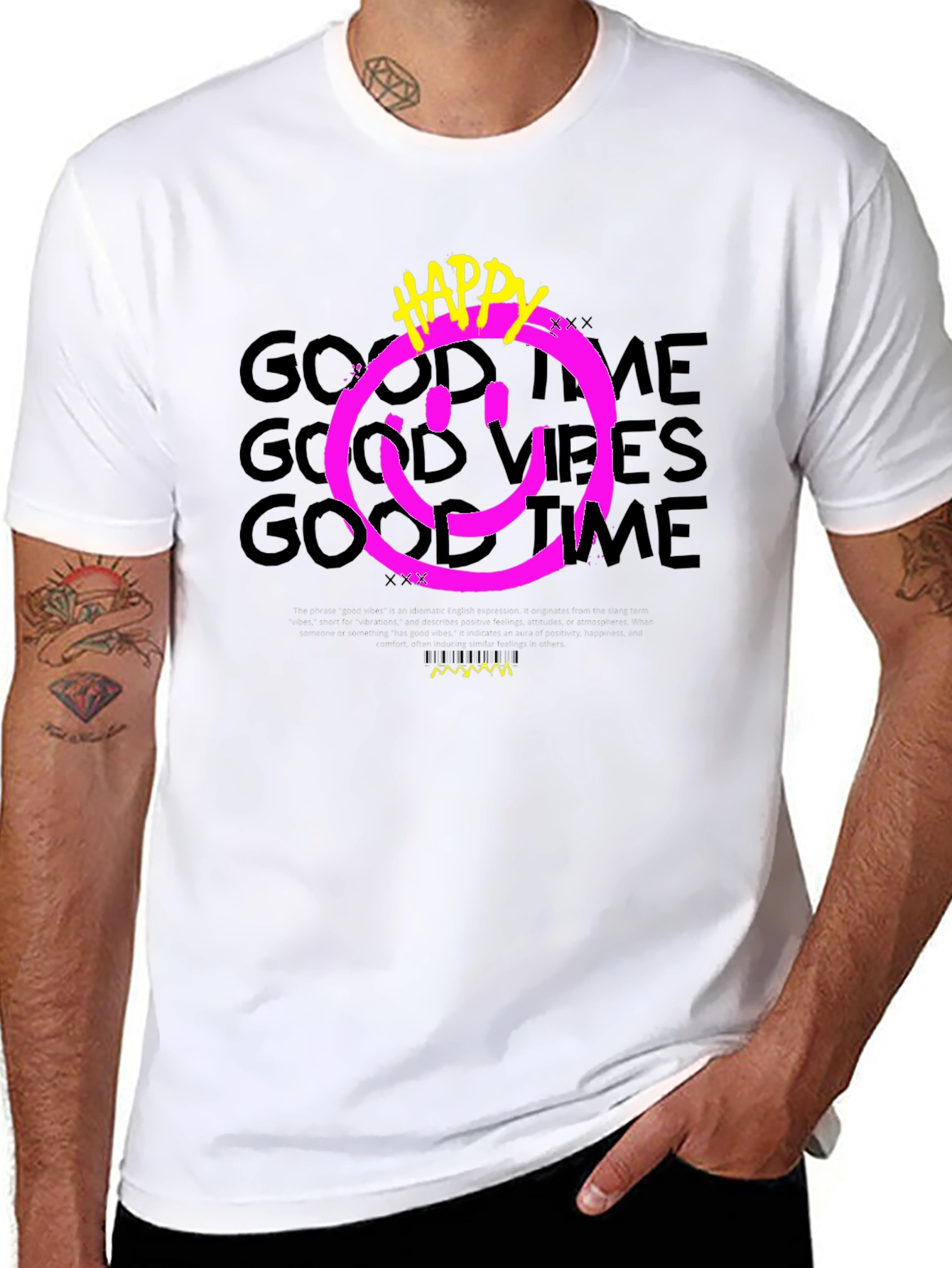 Black Happy Good Vibes Graphic Tee view 8