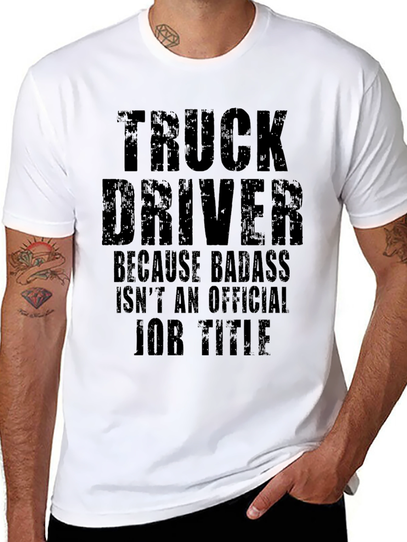 Black Truck Driver Badass Job Title T-Shirt view 8