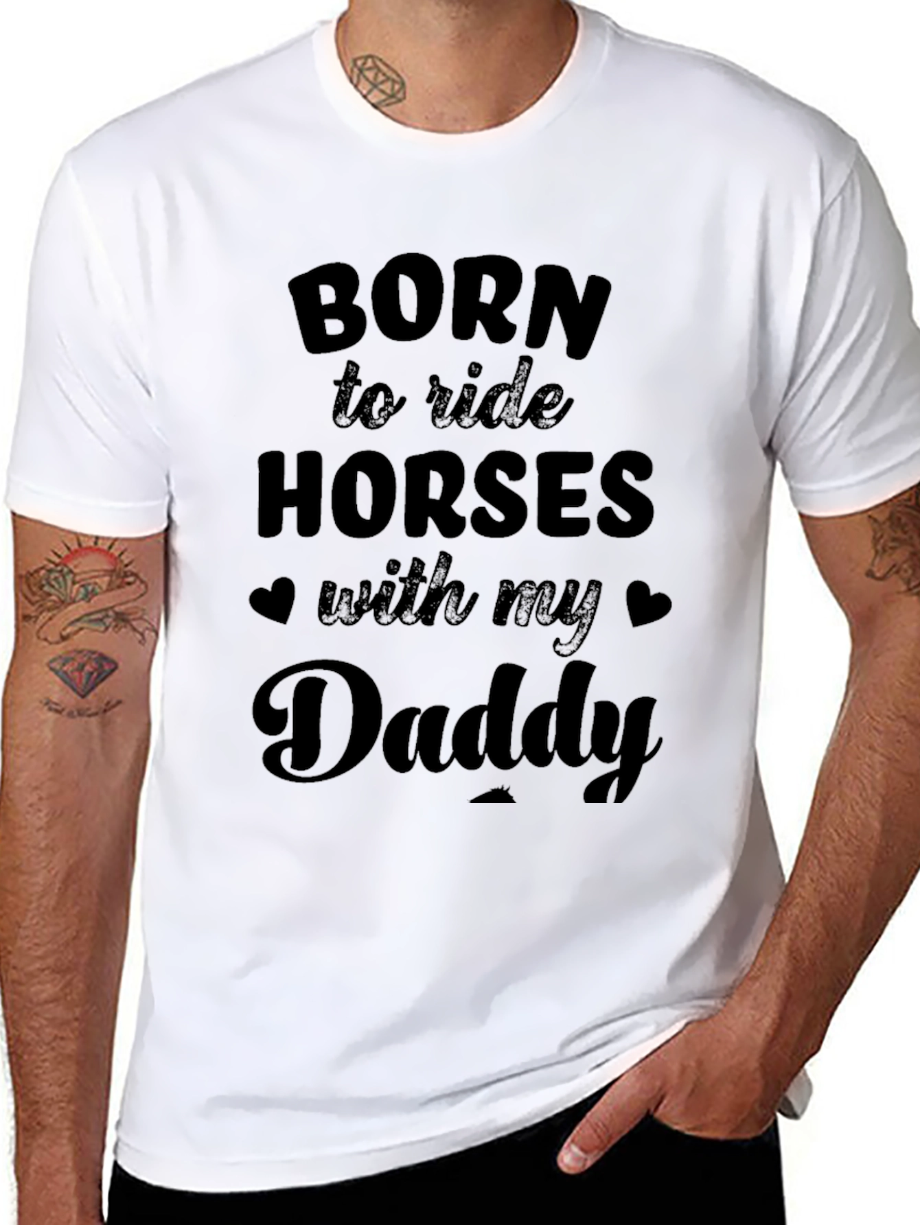 Black Born to Ride Horses With My Daddy T-Shirt view 8