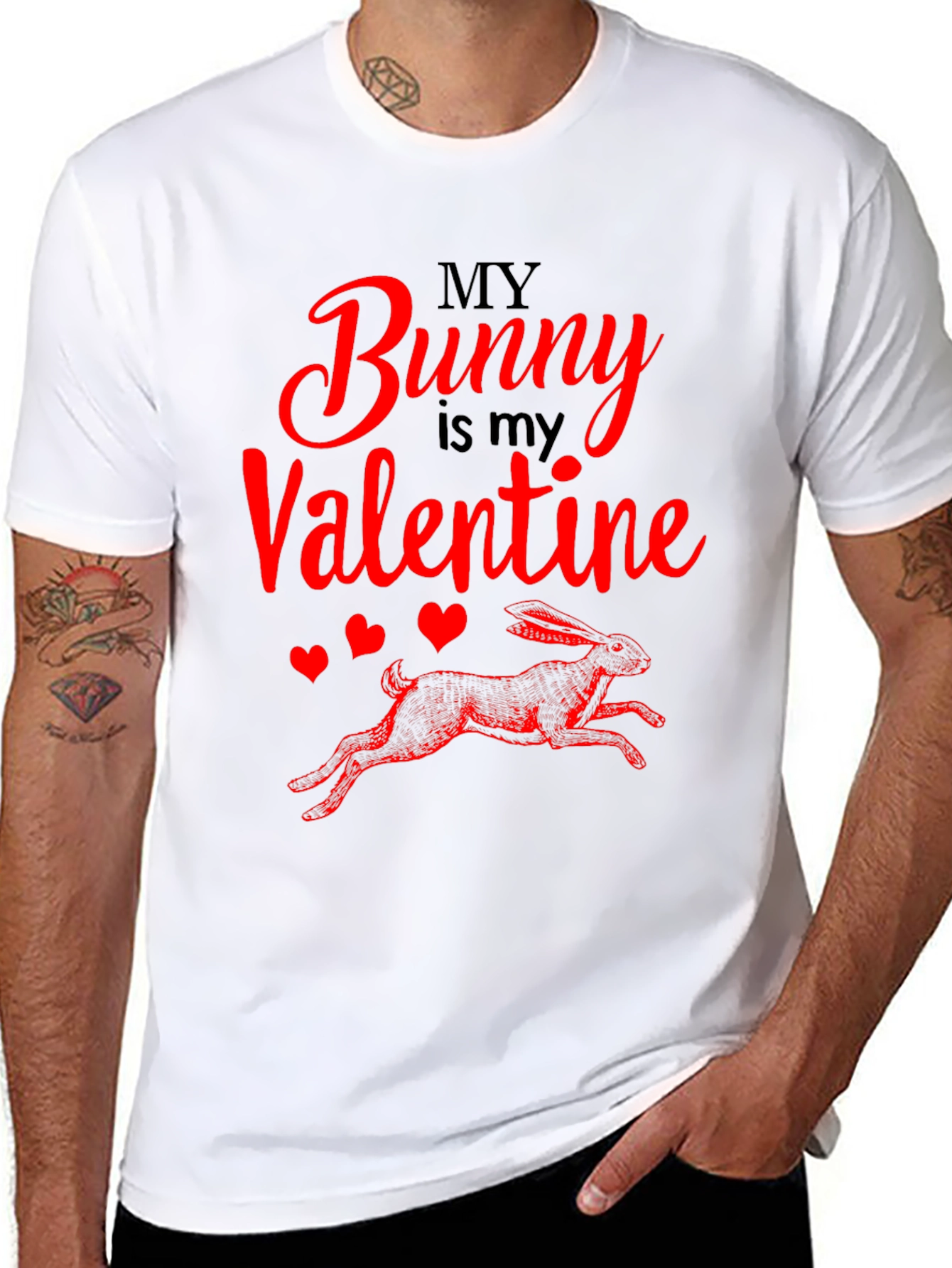 Black My Bunny is My Valentine T-Shirt view 8