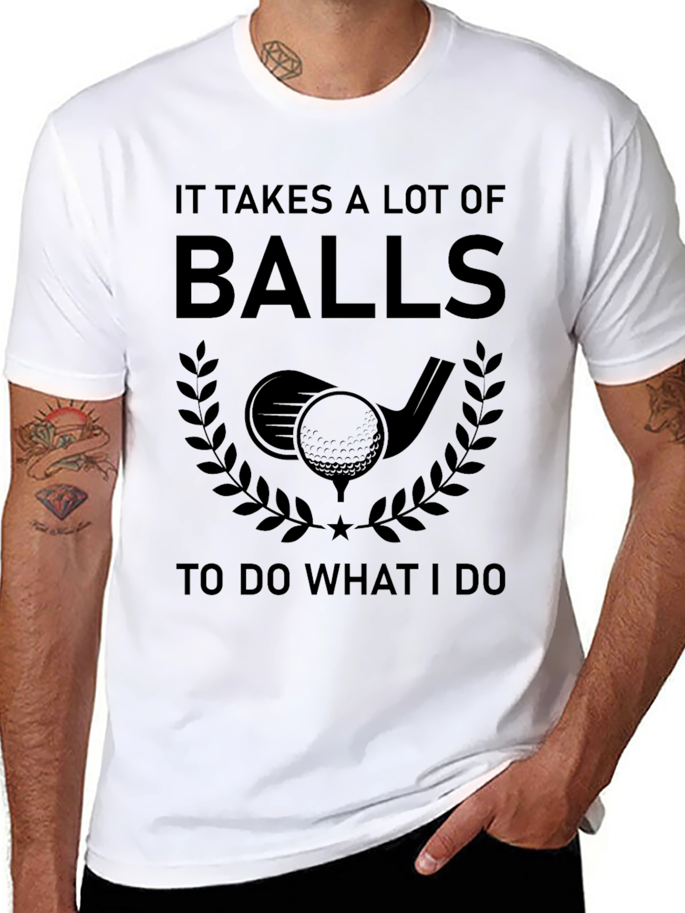 Black Funny Golf T-Shirt - It Takes Balls Graphic Tee view 8
