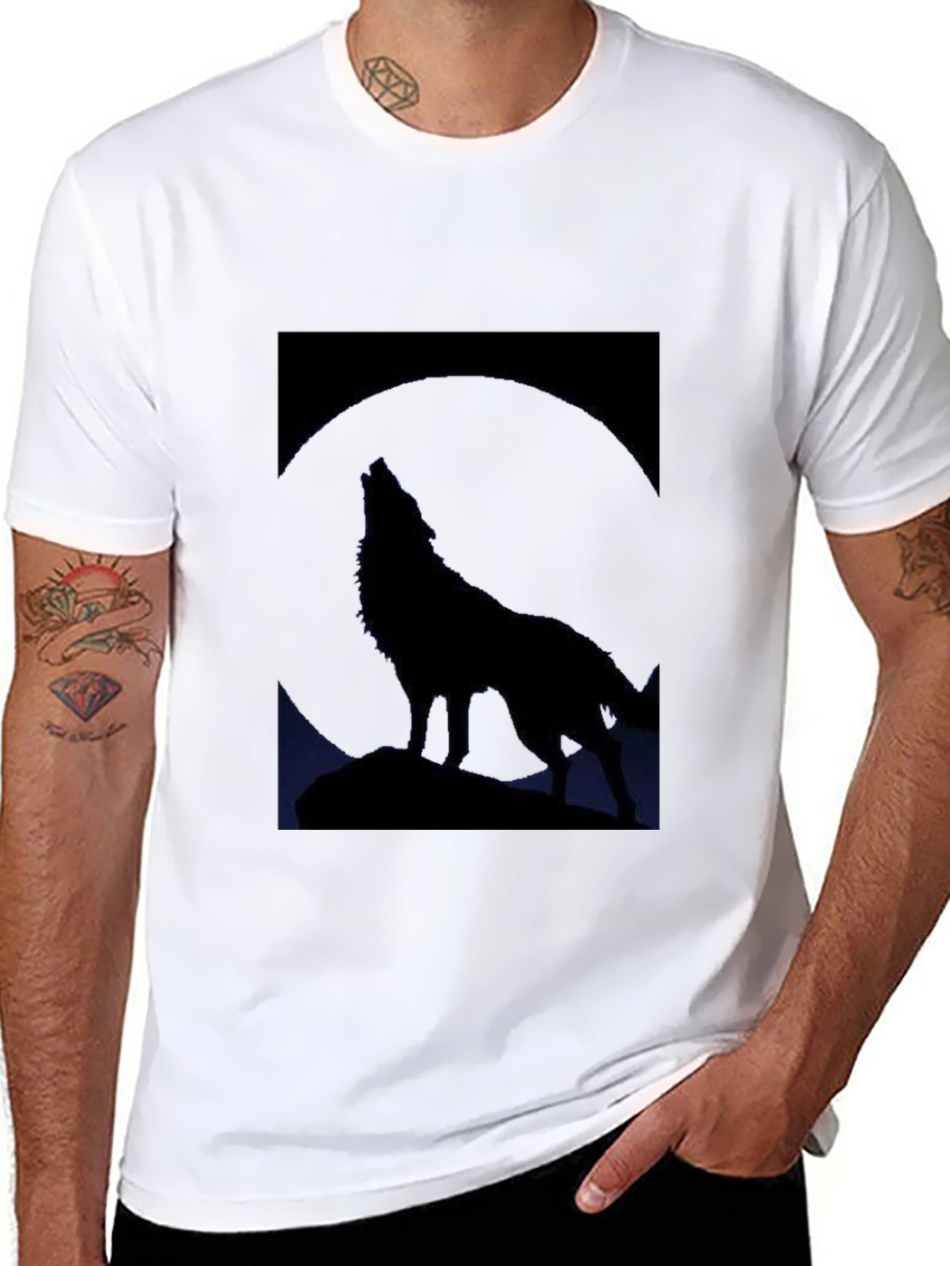 Black Wolf Moon Graphic Tee - Black view 8