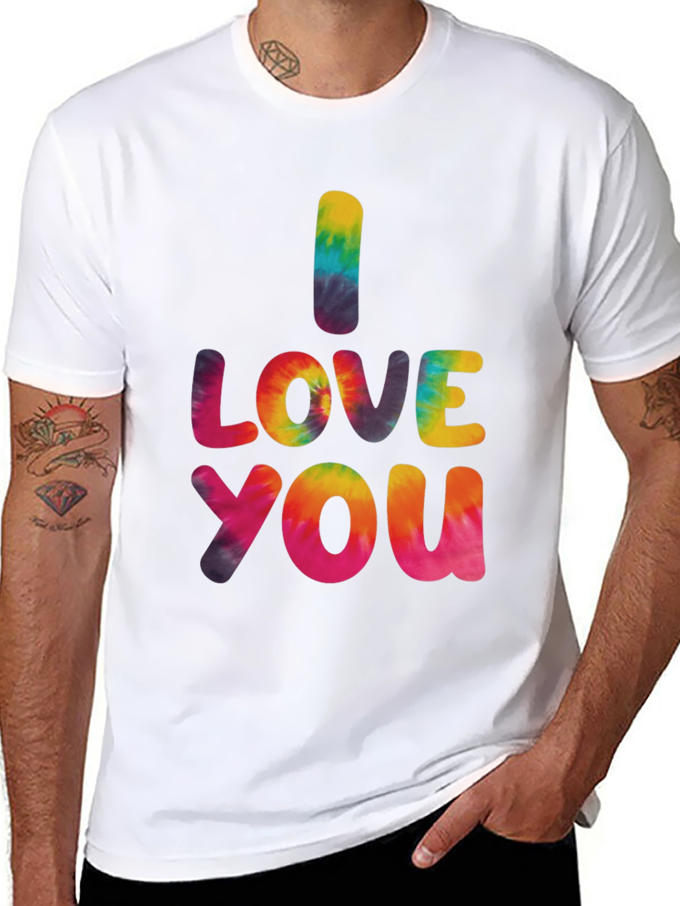 Black I Love You Tie Dye Graphic Tee - Black view 8